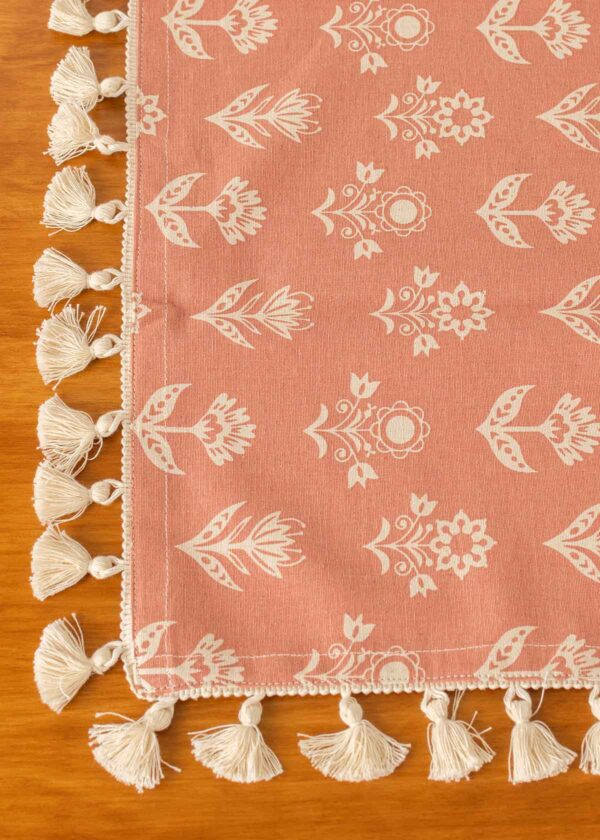 Dahlia Printed 100% cotton floral table cloth for 4 seater or 6 seater dining - Rust