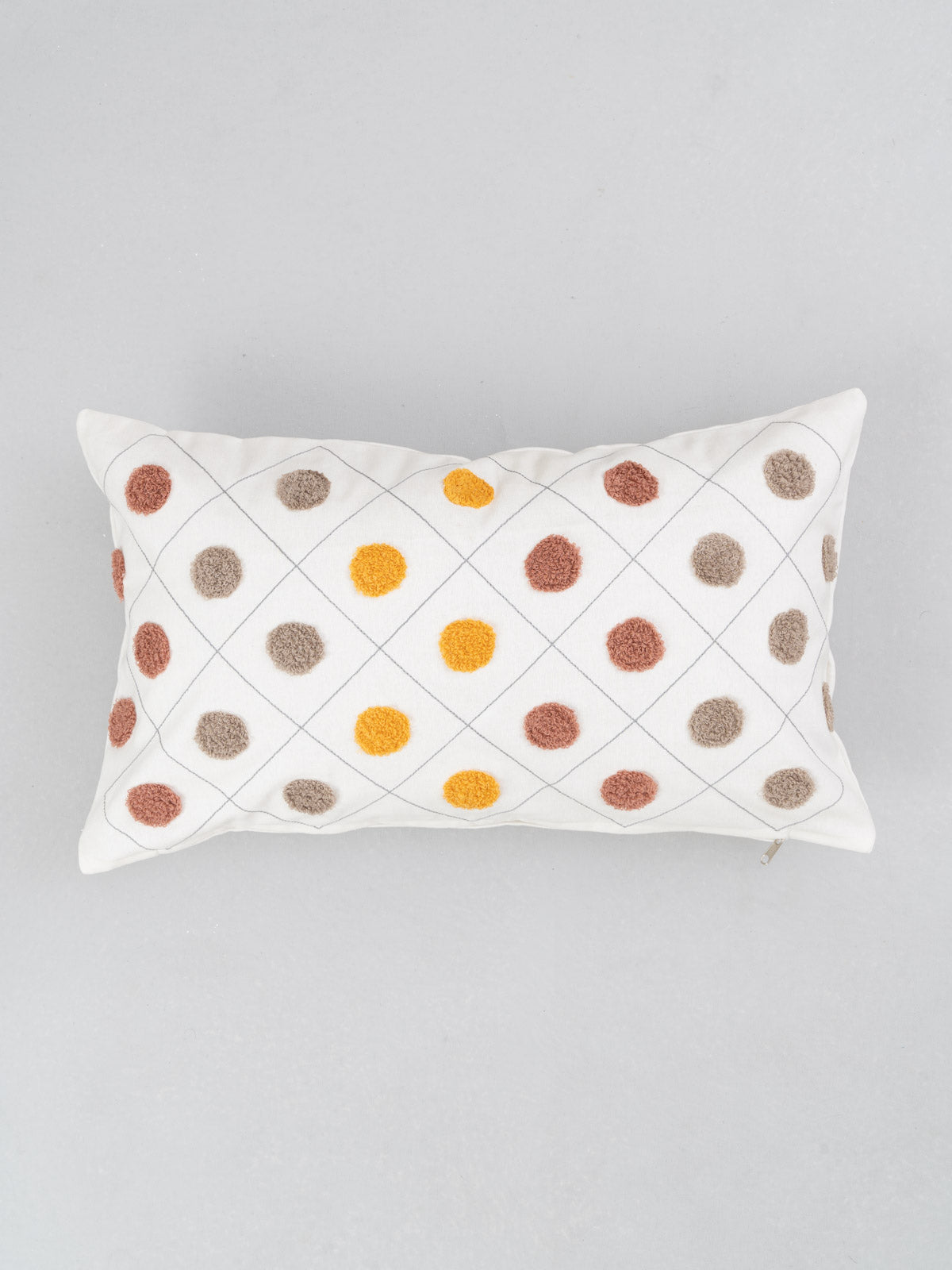 Dainty Dots Yellow, Fringes, Tasseled, French Farmhouse Neutral Set Of 4 Combo Cotton Cushion Cover - Yellow And Beige
