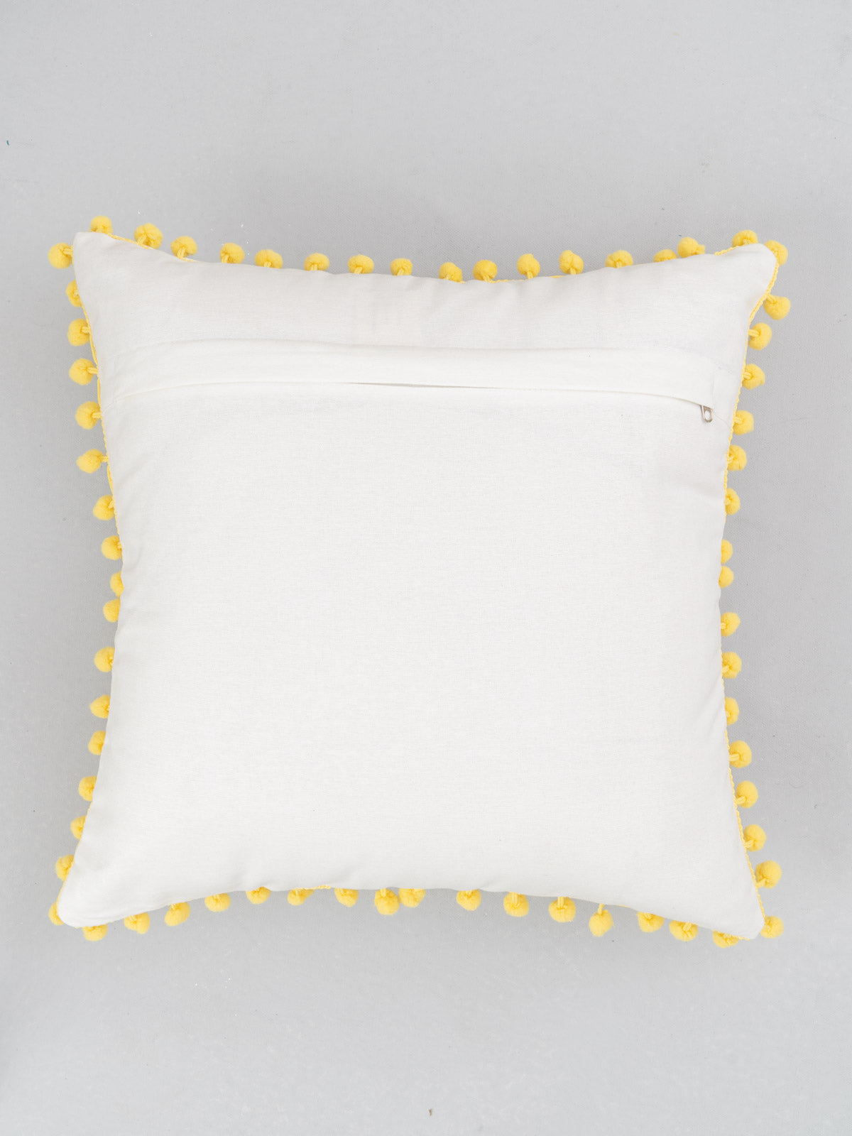 Dancing Dandelion Printed Cotton Cushion Cover - White-Yellow