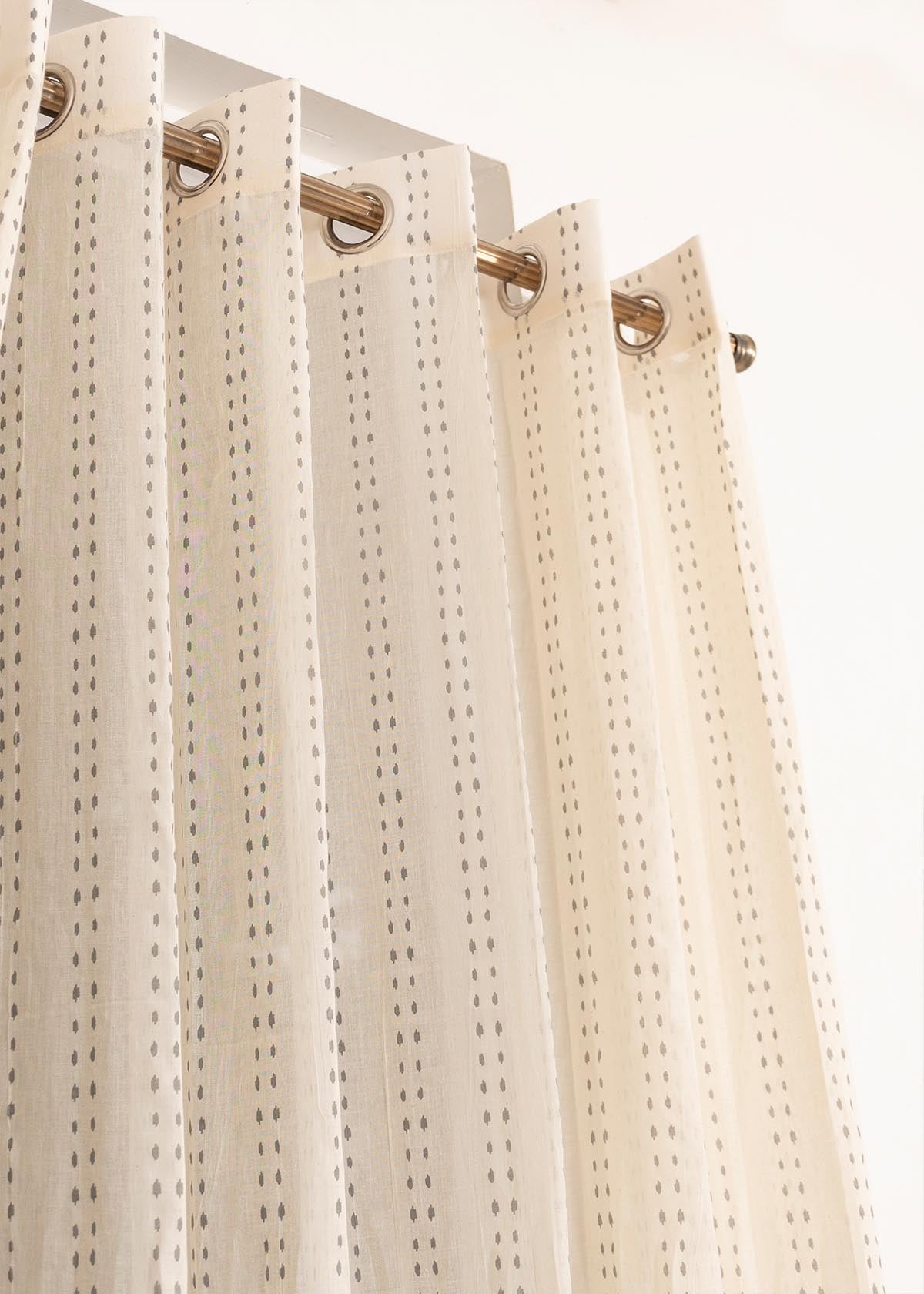Dew Printed Sheer Curtain - Cream