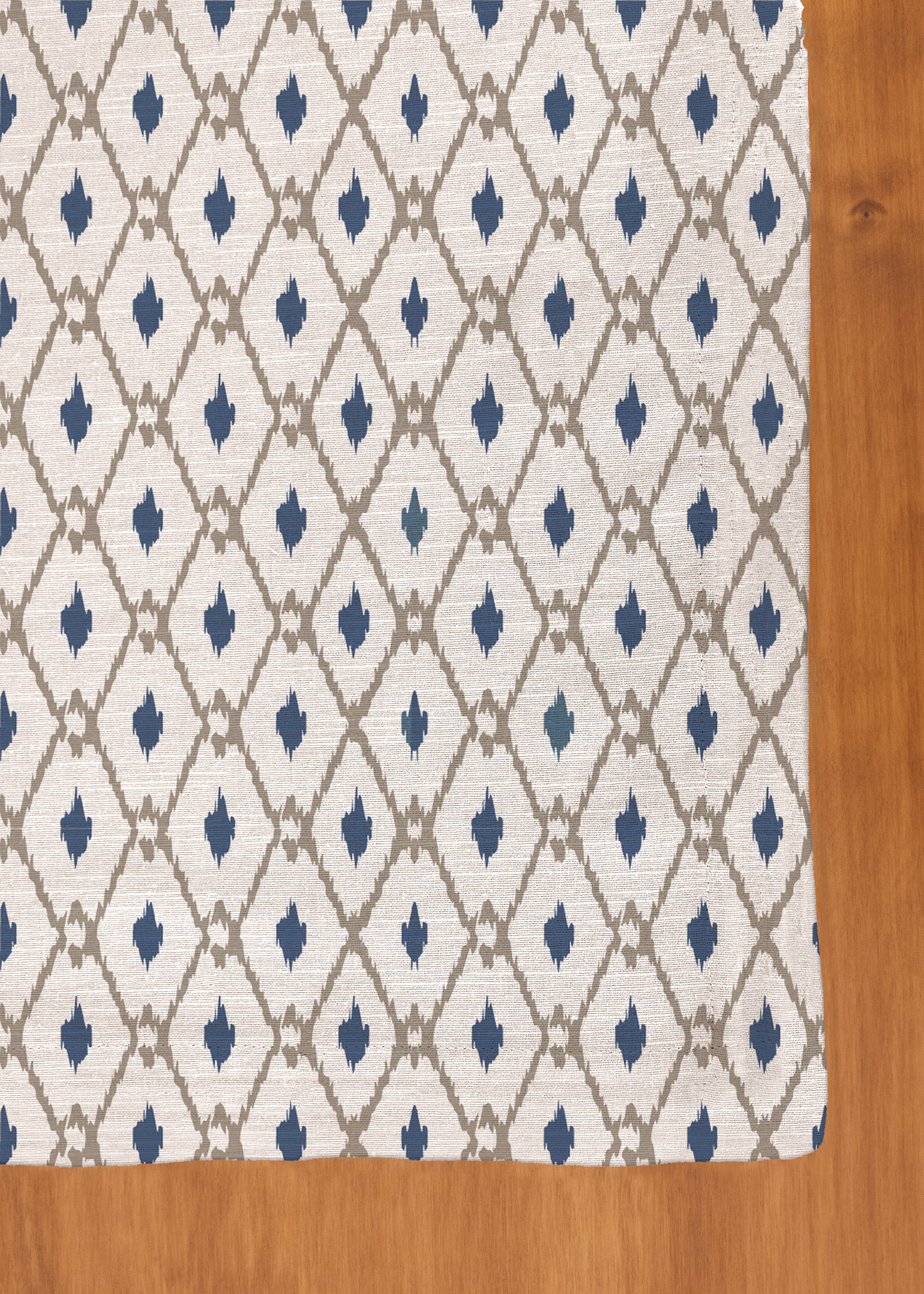Diamond yard 100% cotton customisable geometric table cloth for dining - Blue