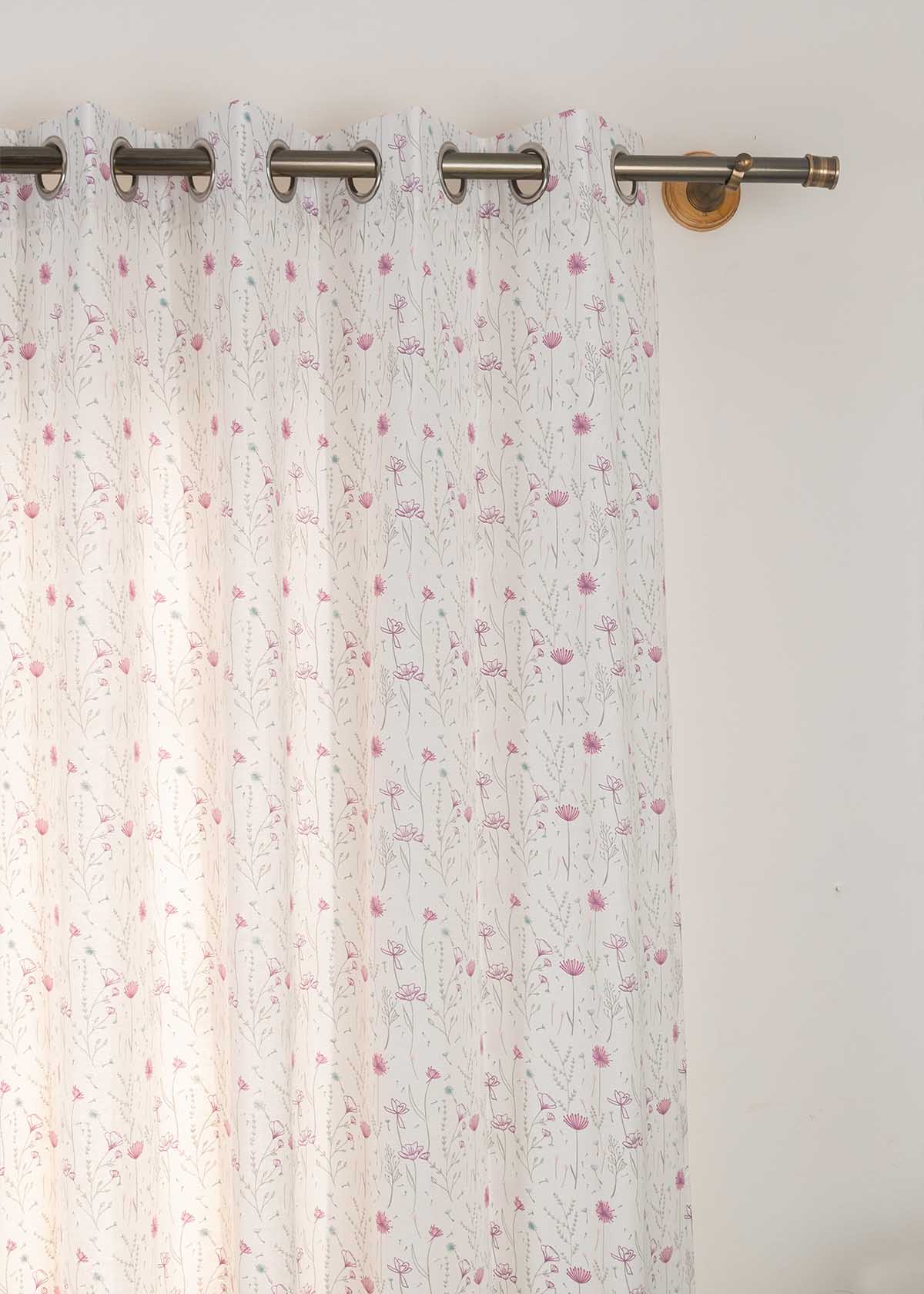 Drifting Dandelion Printed Cotton Curtain - Lavender