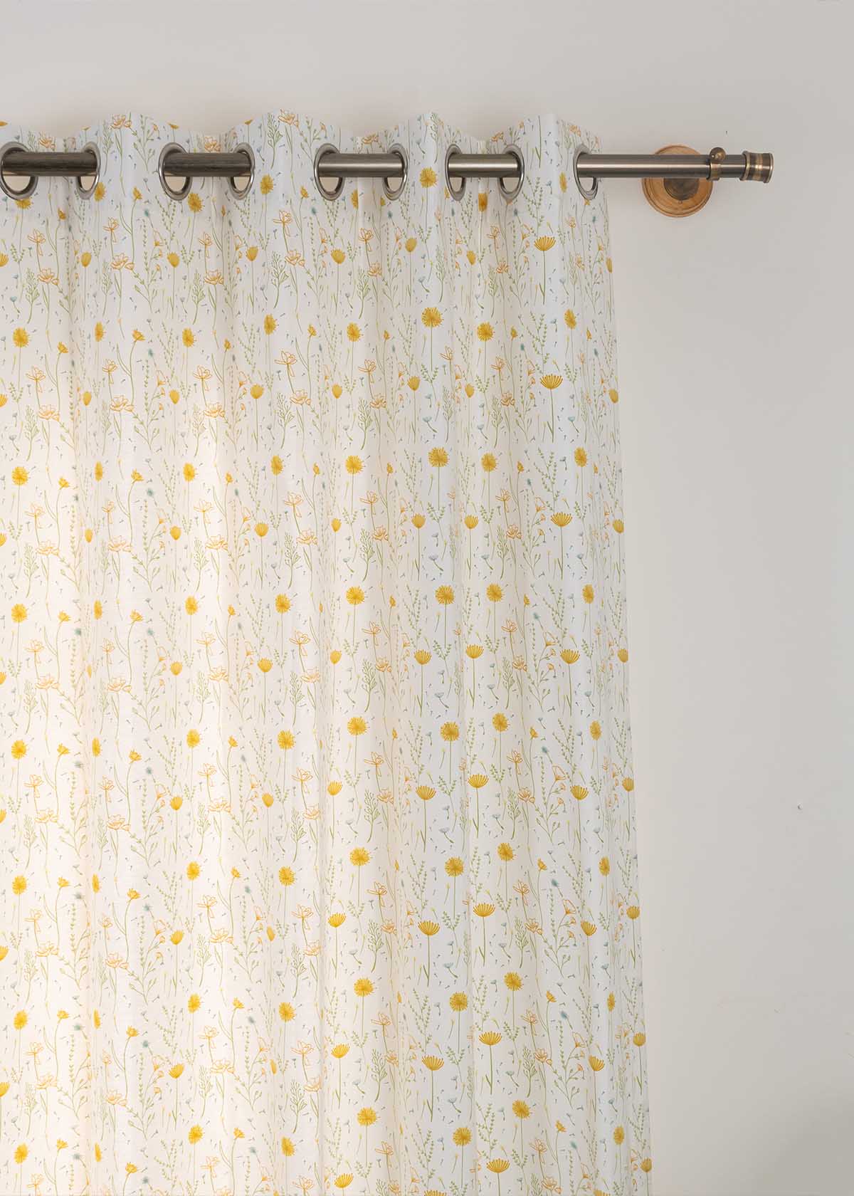 Drifting Dandelion Printed Cotton Curtain - Yellow