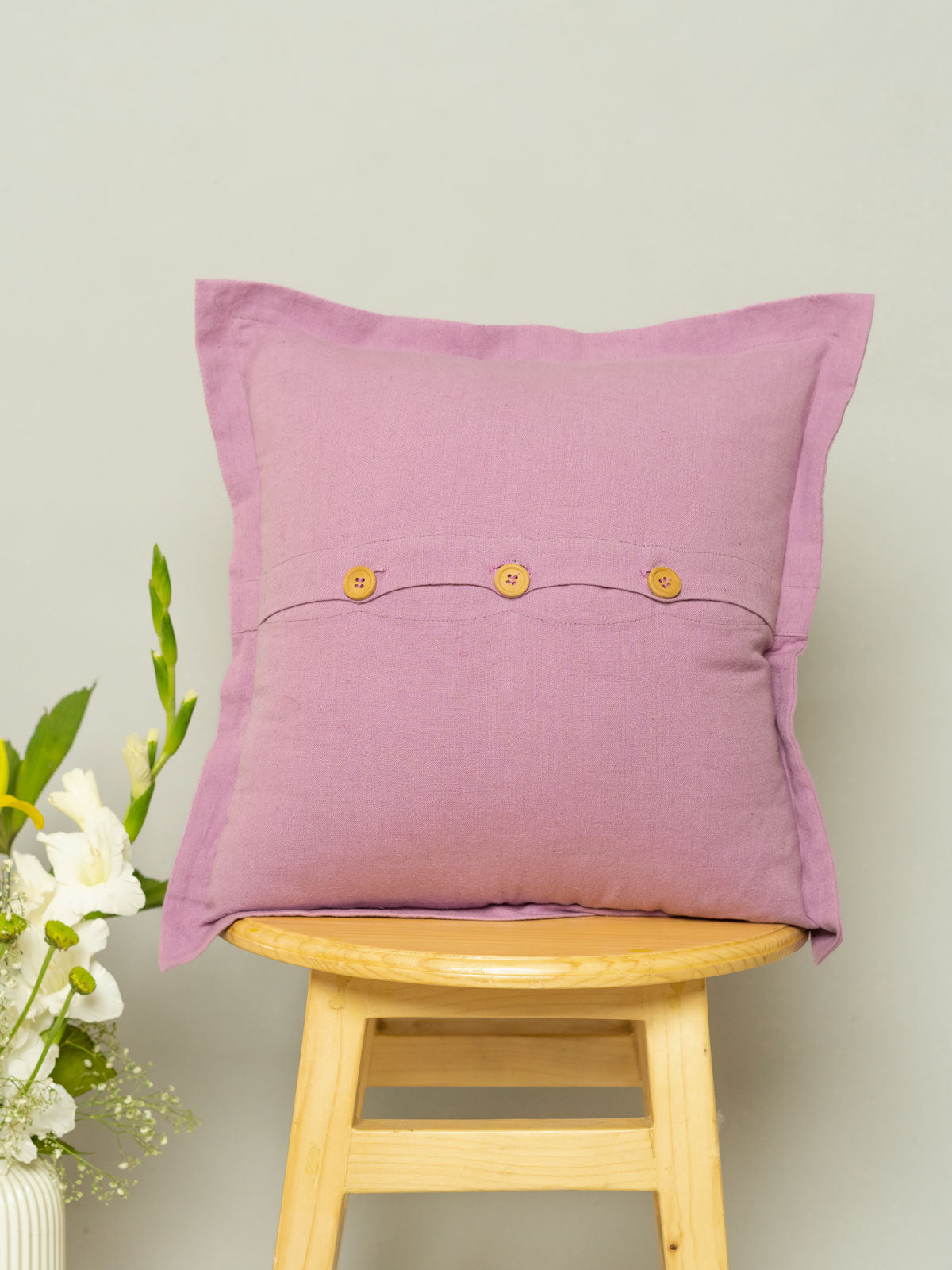 Solid linen customisable minimal design cushion cover for sofa - Dusty Lavender