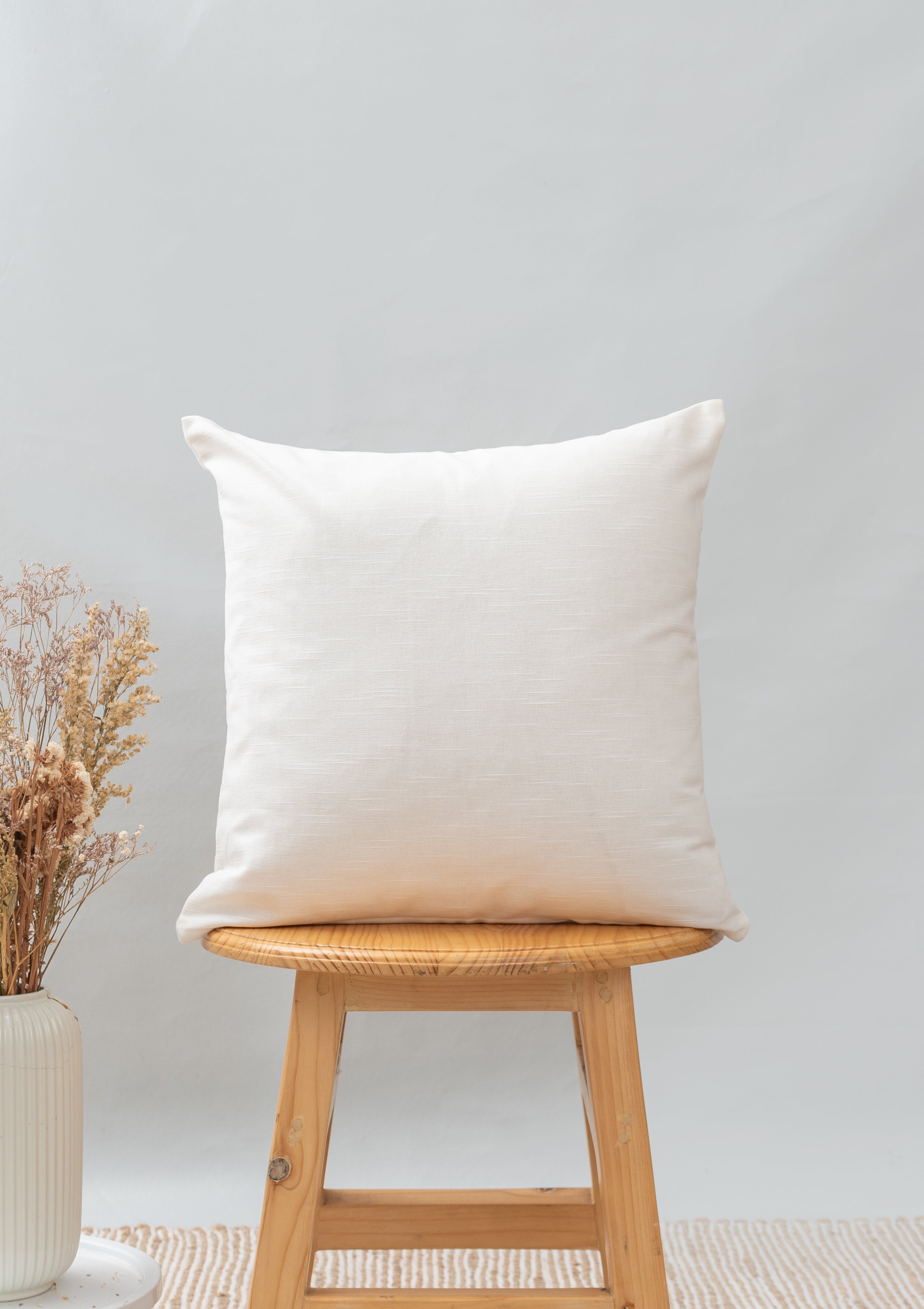 Solid Off white 100% cotton plain cushion cover for sofa