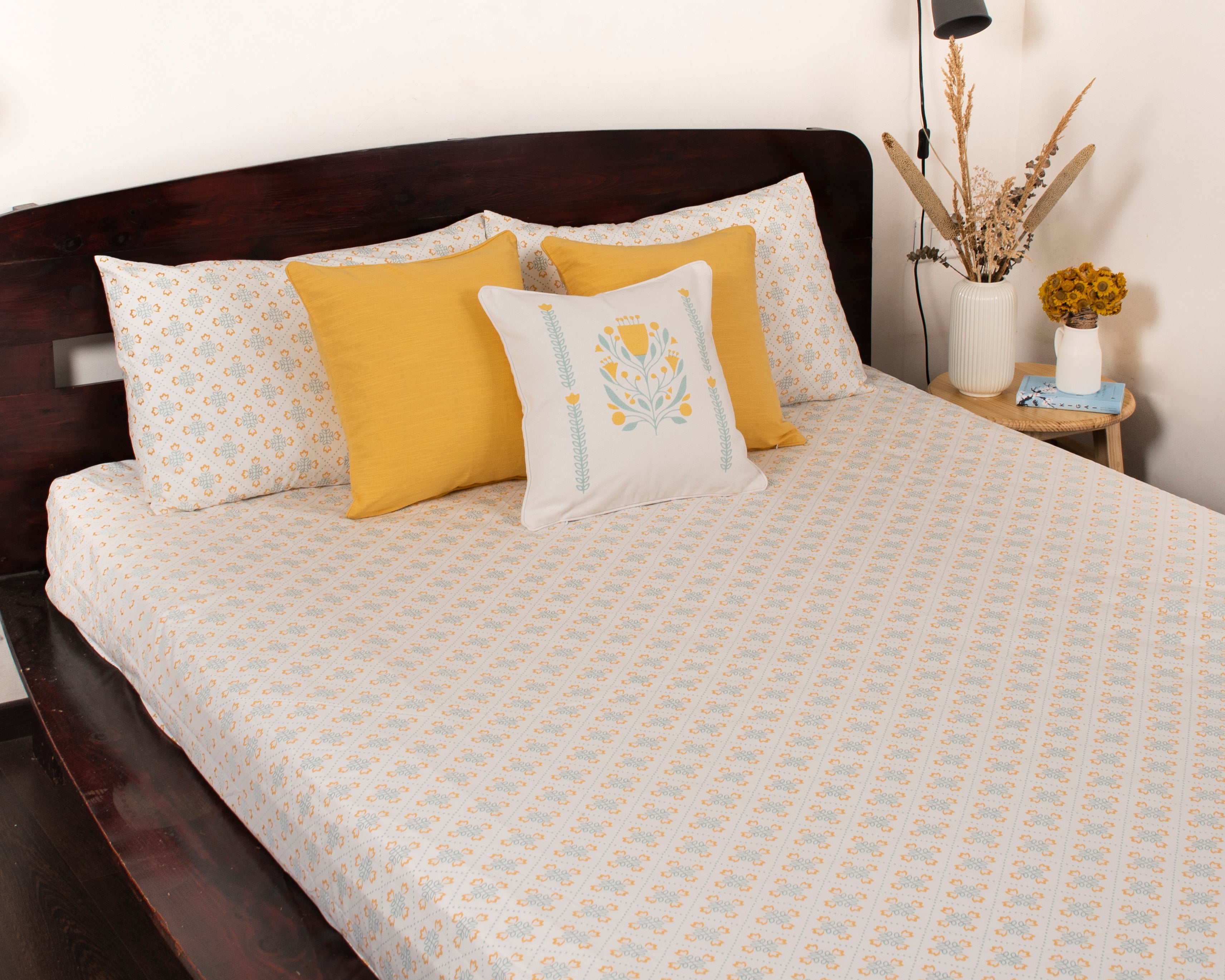Palm Grove Printed Cotton Flat Sheet - Multicolor
