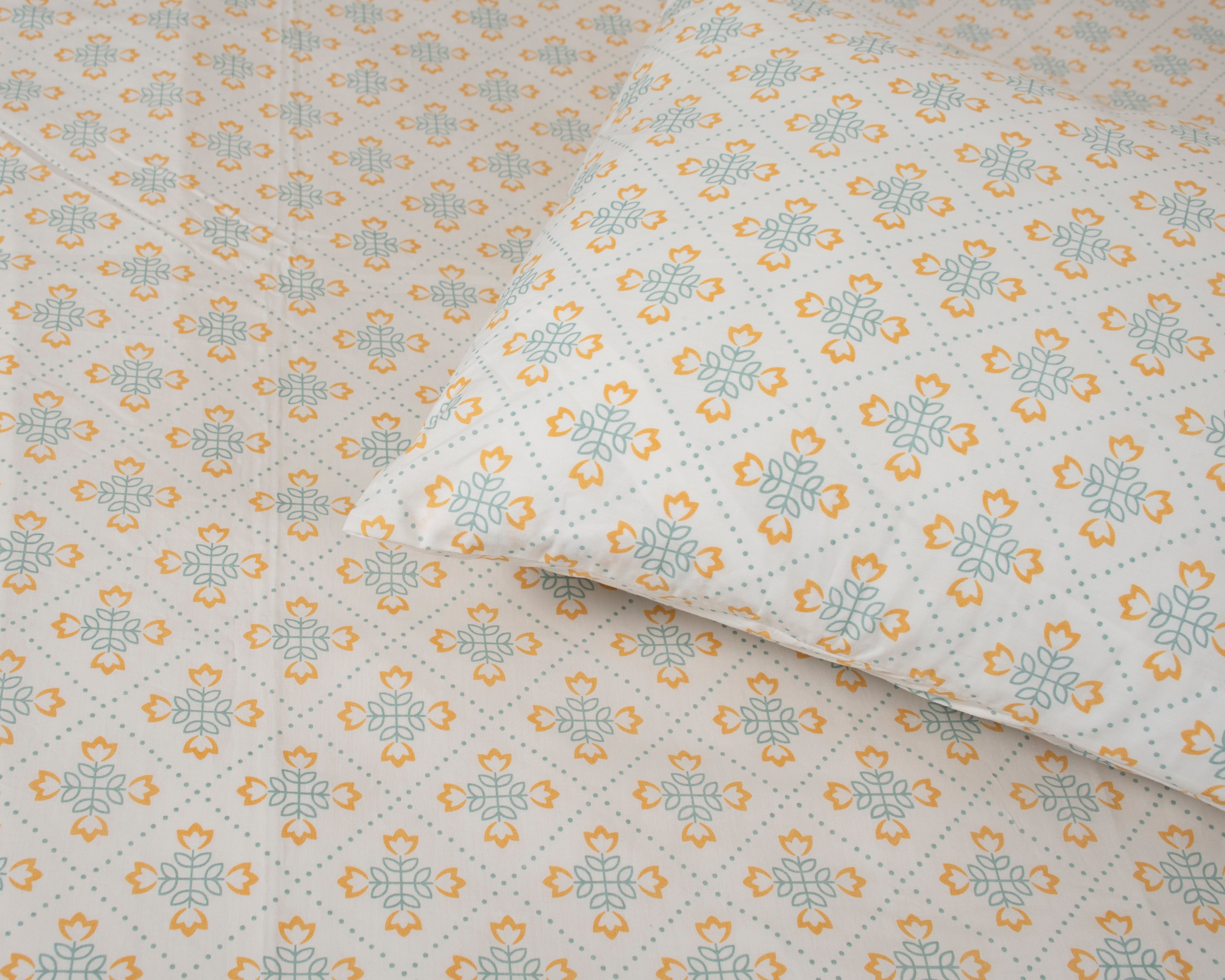 Palm Grove Printed Cotton Flat Sheet - Multicolor