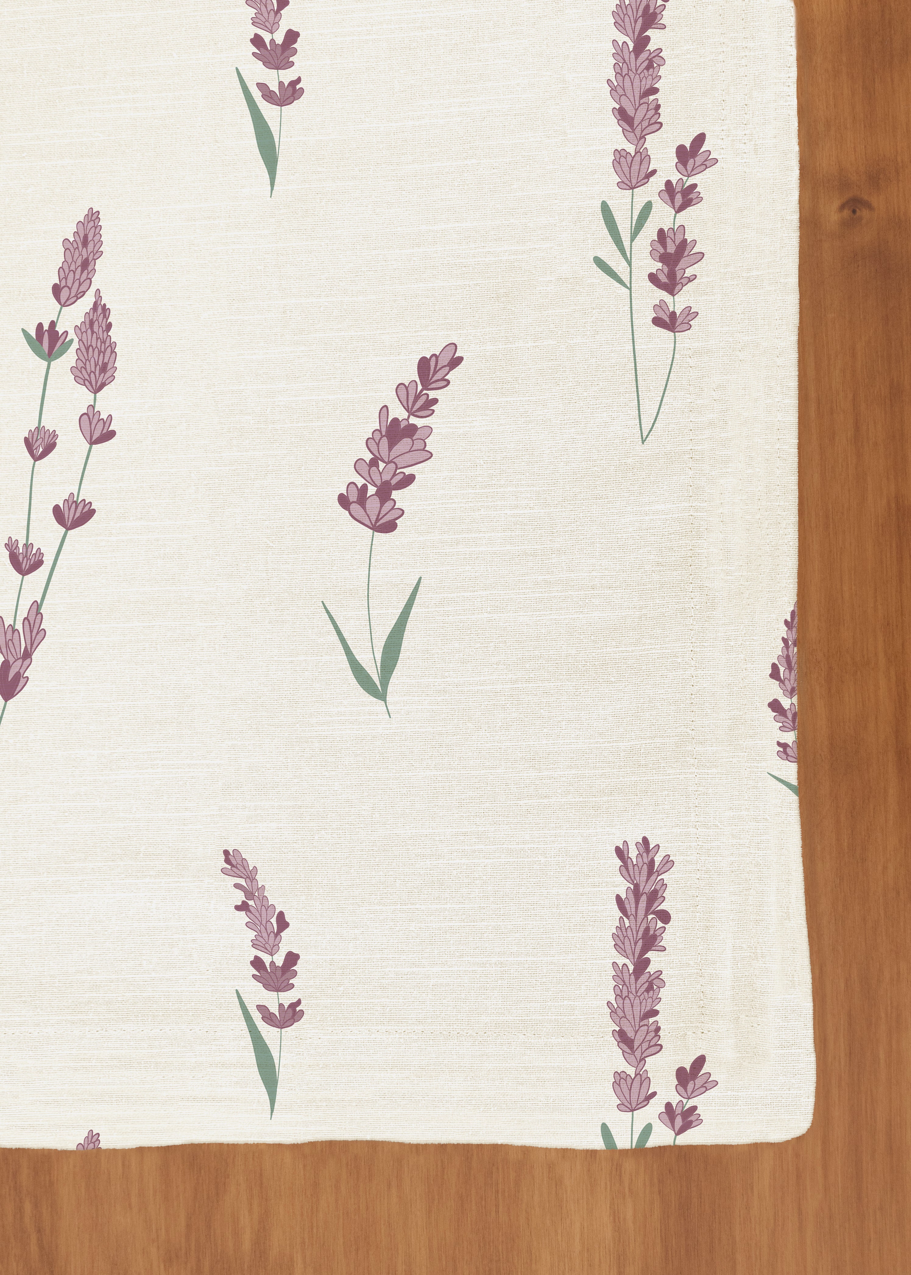Fields Of Lavender 100% cotton floral table cloth for 4 seater or 6 seater dining - Lavender