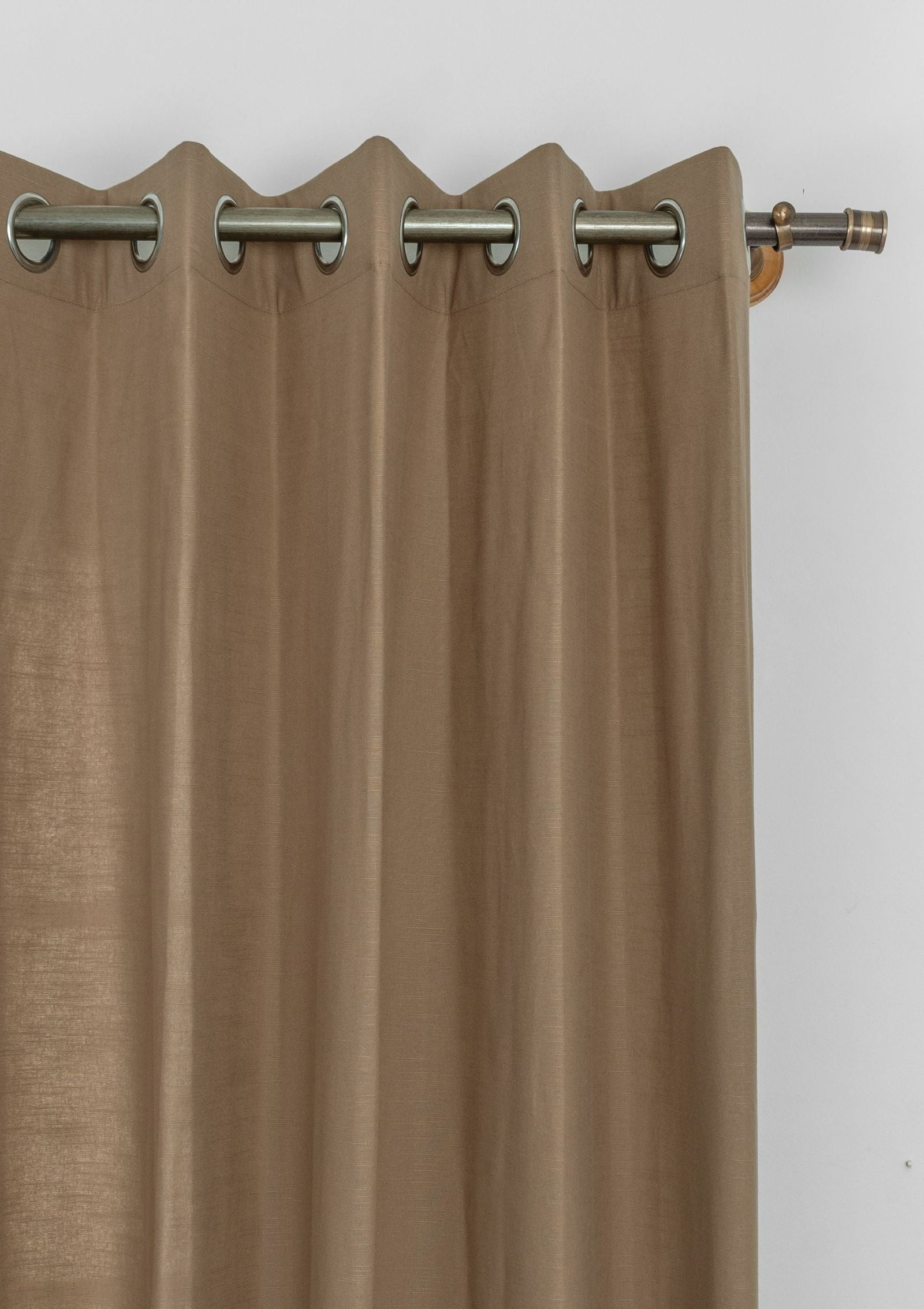 Solid chocolate brown 100% cotton plain curtain for bedroom - Room darkening - Single Piece