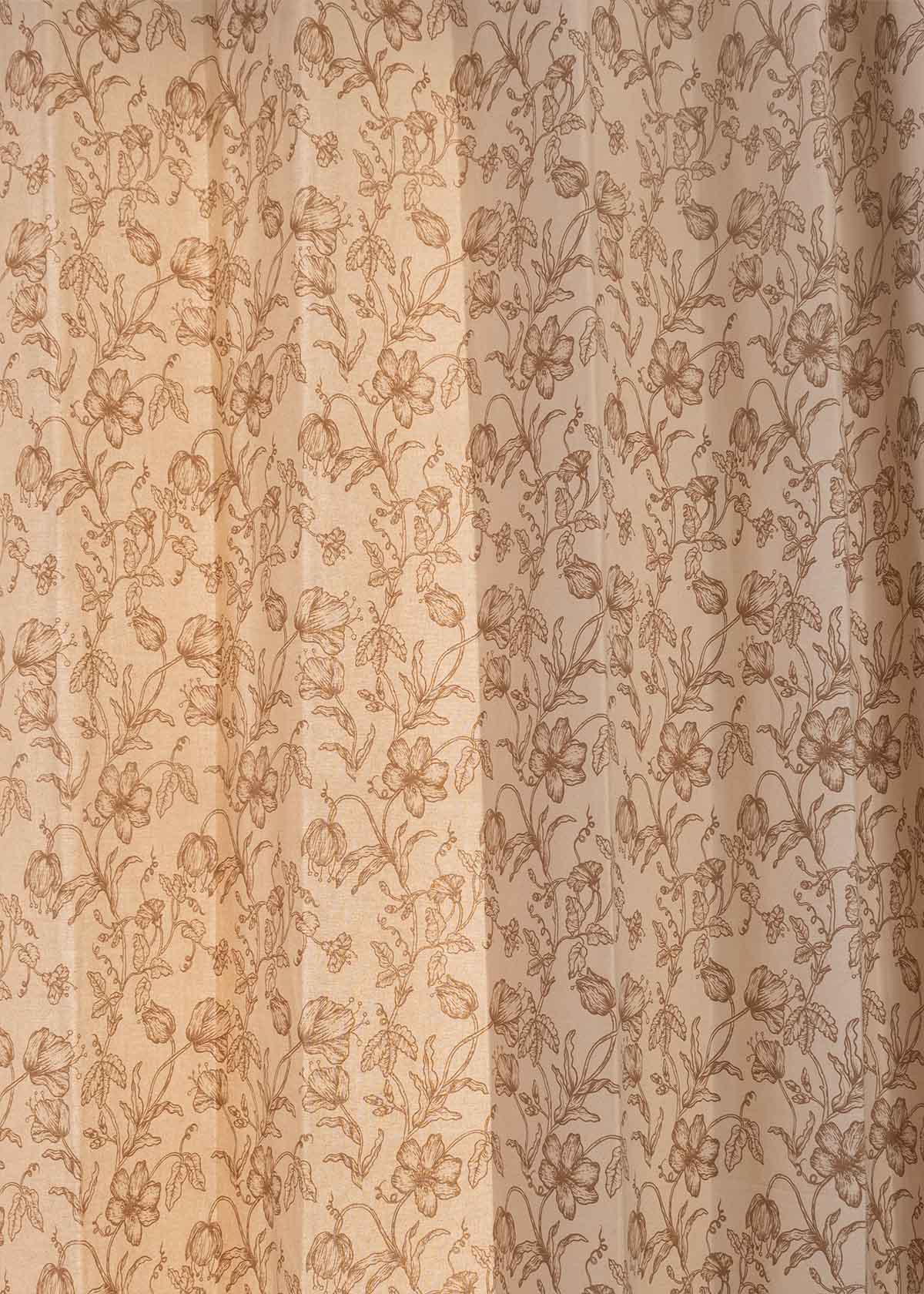 French Farmhouse Printed Cotton Curtain - Beige