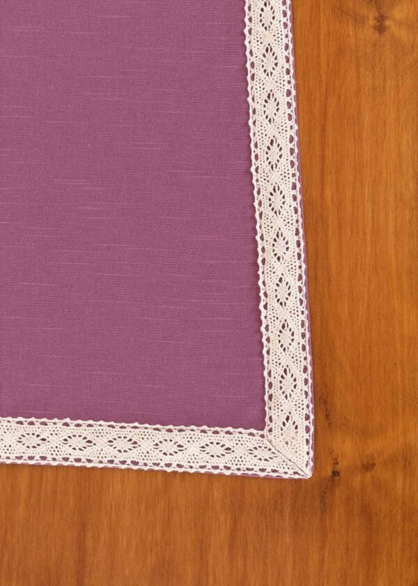 Solid Grape 100% cotton plain table cloth for 4 seater or 6 seater dining with lace border