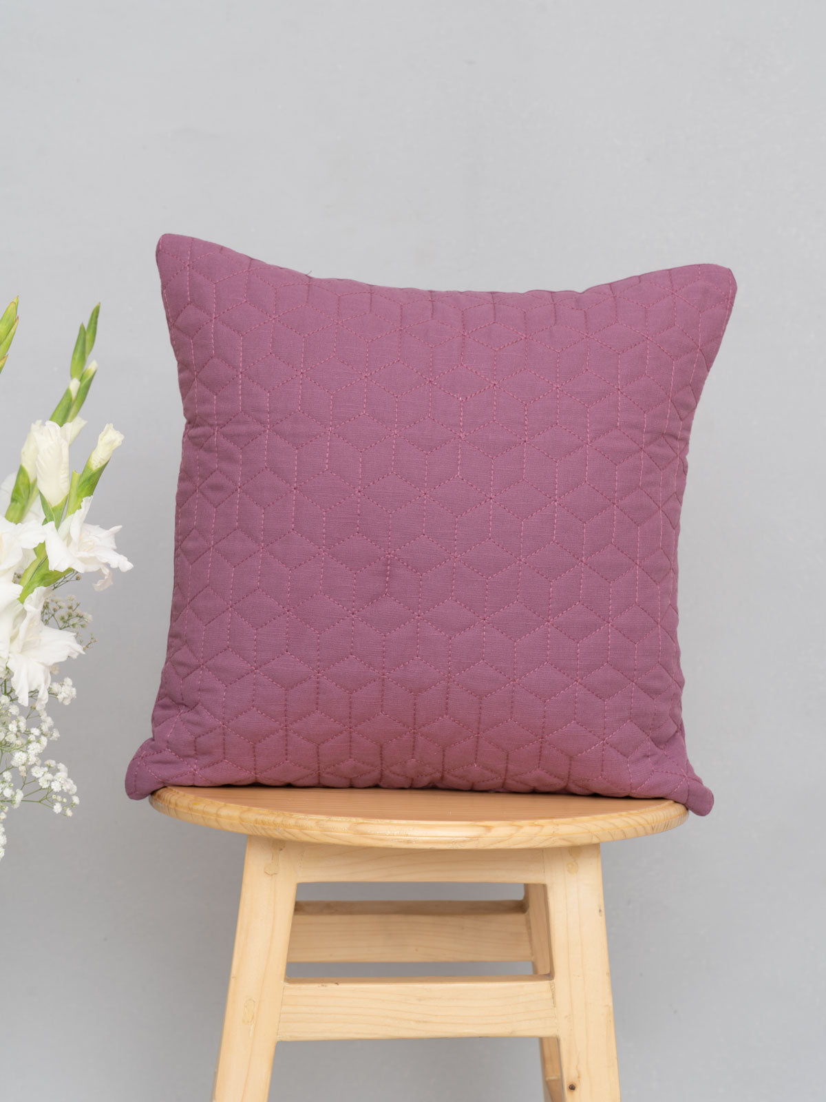 Whimsical Garden 16", Dainty Dots In Lavender 12" X 20", Grape Solid 16", Tasseled 16" Set Of 4 Combo Cotton Cushion Cover - Lavender