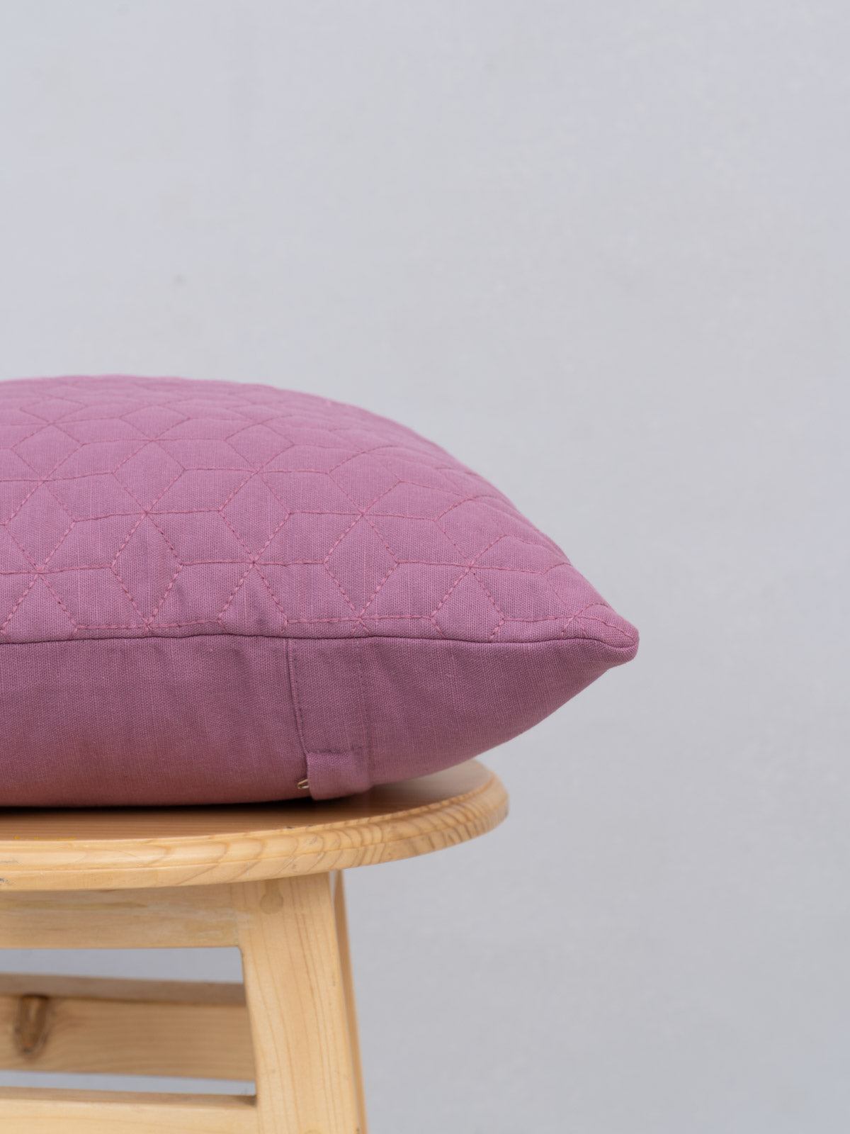 Quilted solid 100% cotton plain cushion cover for sofa - Grape