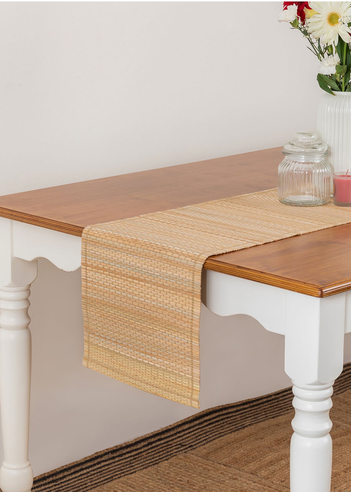 Woven River Grass Table Runner - Natural Beige