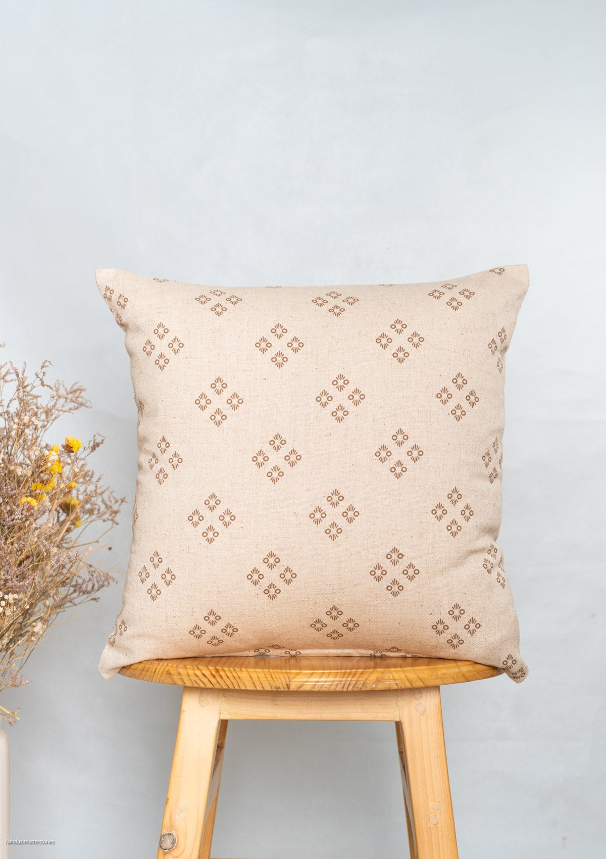 Harvest linen minimal design customizable geometric cushion cover for sofa - Brown