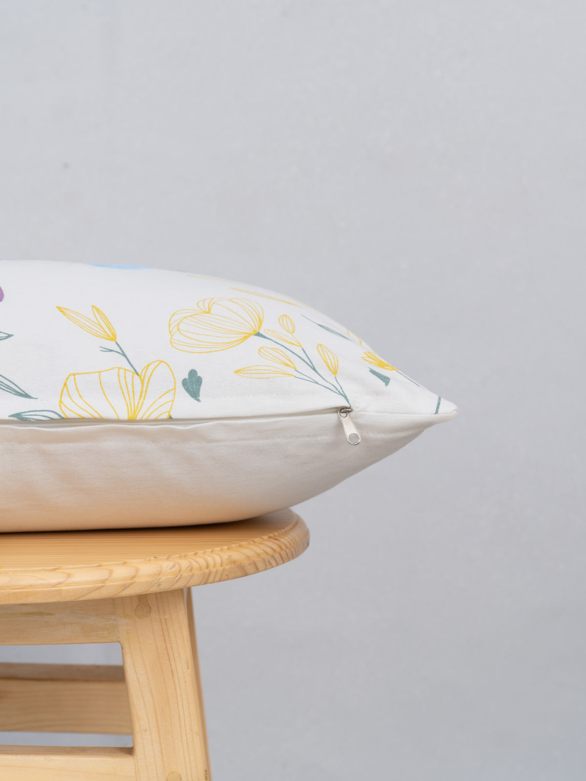 Humming Birds Printed Cotton Cushion Cover - Yellow