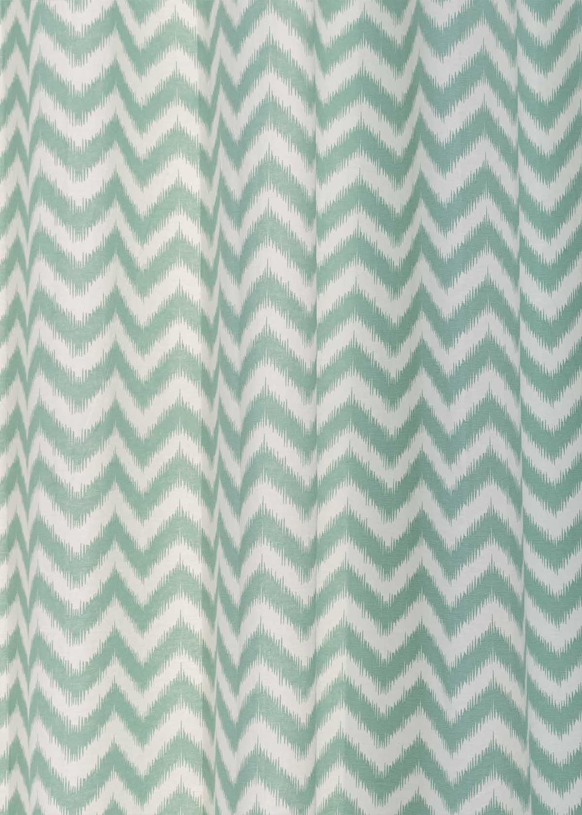 Ikat Chevron Printed Cotton Curtain - Nile Blue