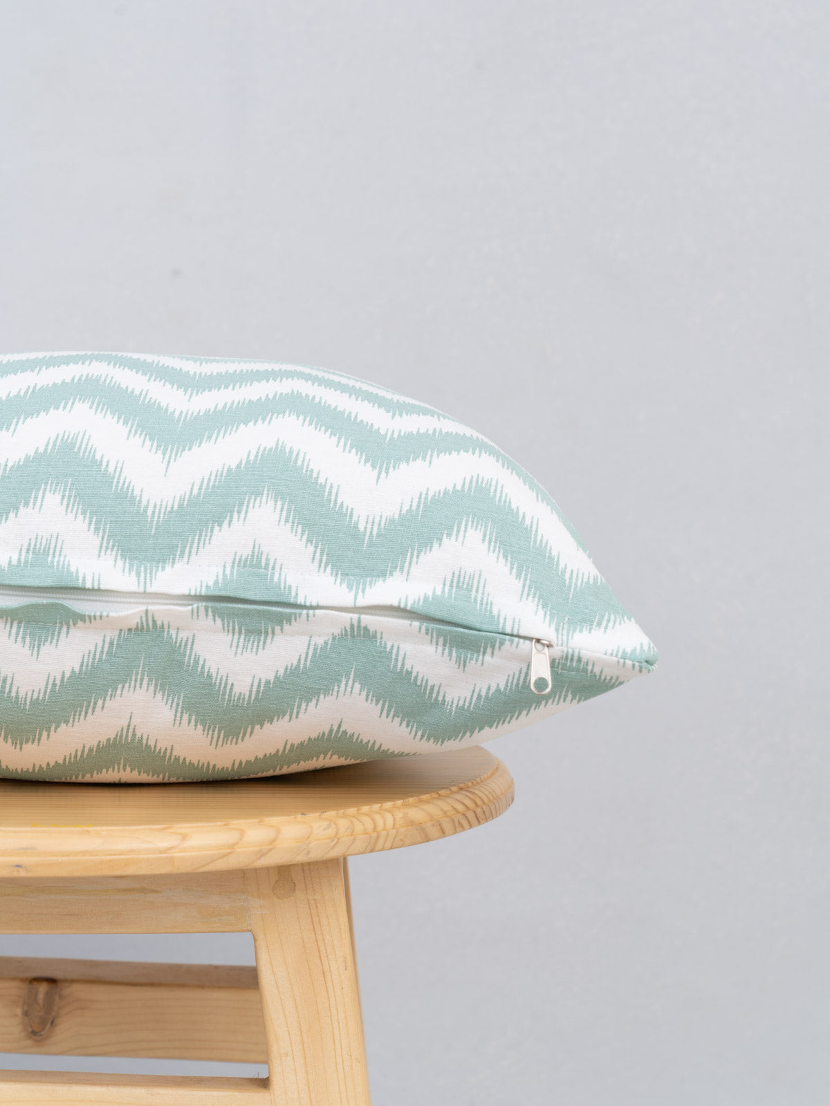 Ikat 100% cotton customisable geometric cushion cover for sofa - Nile Blue