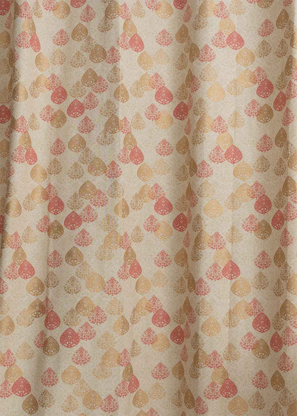 Indian Shimmer Printed Cotton Curtain - Brown