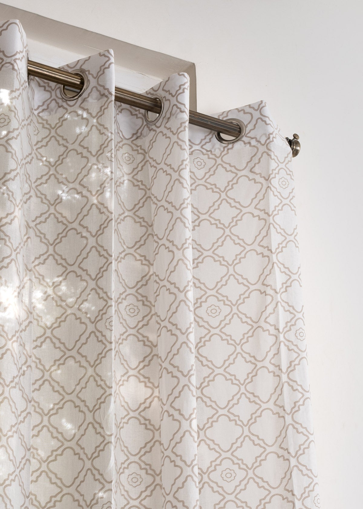 Lattice Printed Sheer Curtain - Walnut Grey