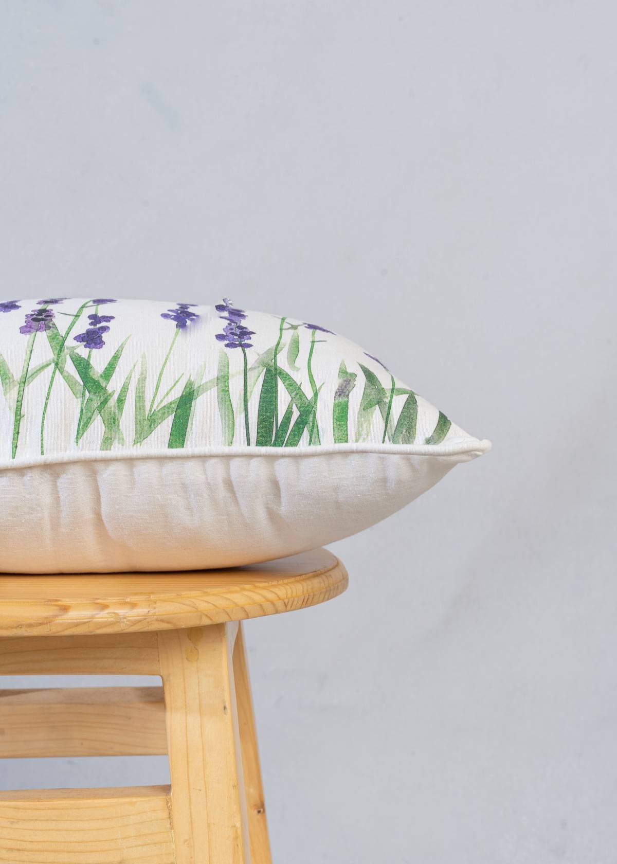 Lavender Valley Printed Cotton Cushion Cover - Lavender