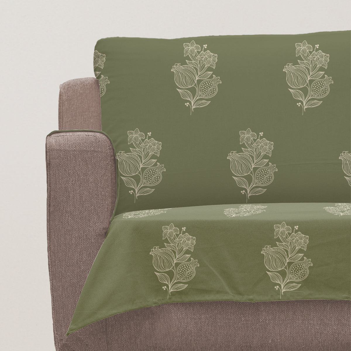 Malabar 100% Cotton floral Sofa cover - Green