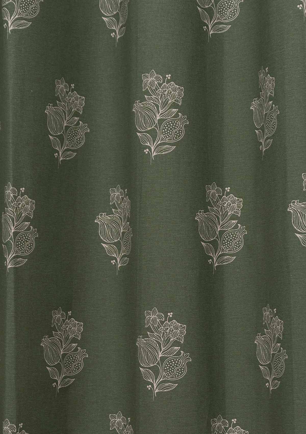 Malabar Printed Cotton Curtain - Pepper Green