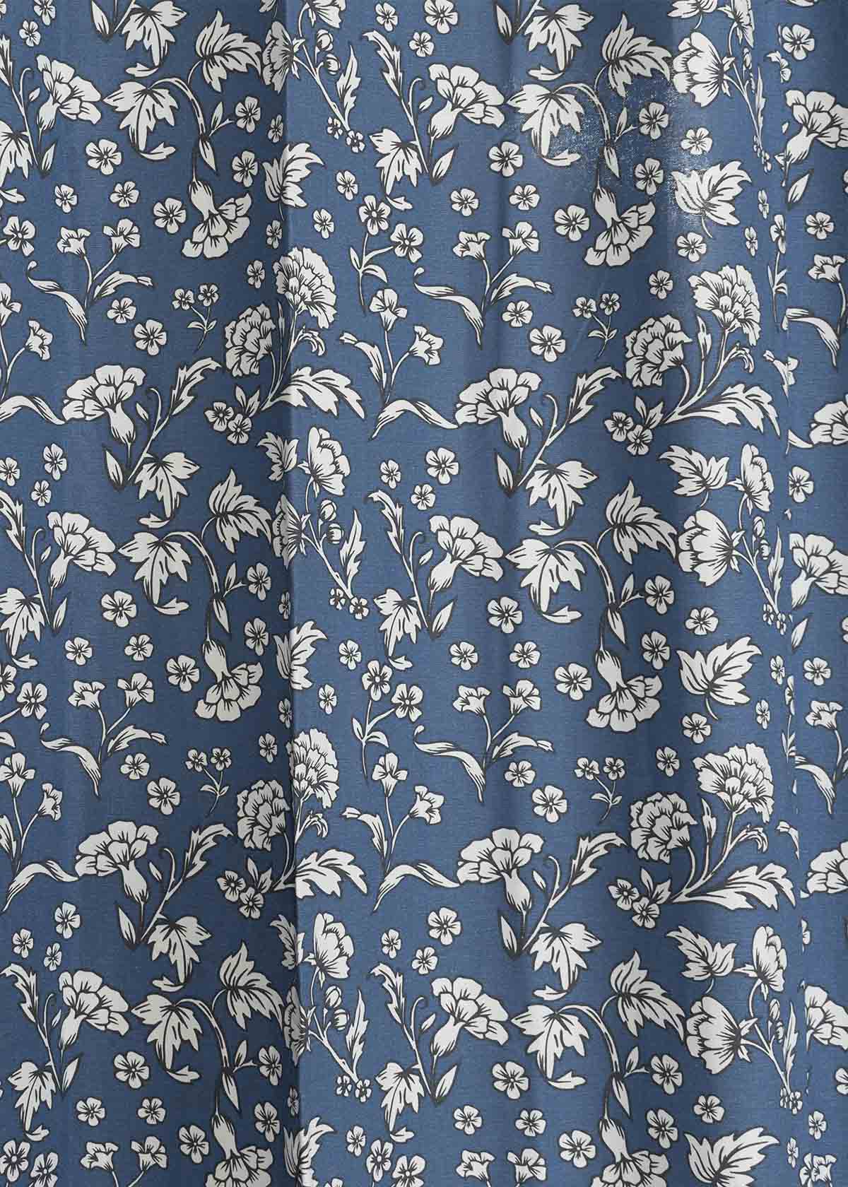 Marigold Printed Cotton curtain - Royal Blue