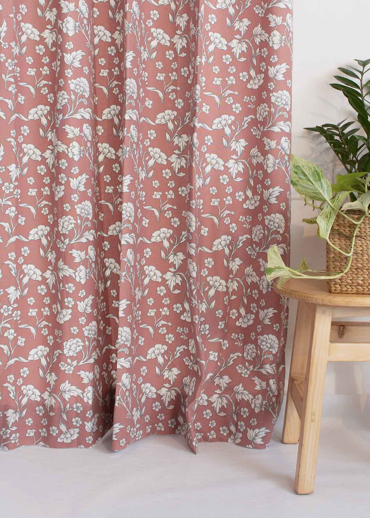 Marigold Printed Cotton curtain - Rust