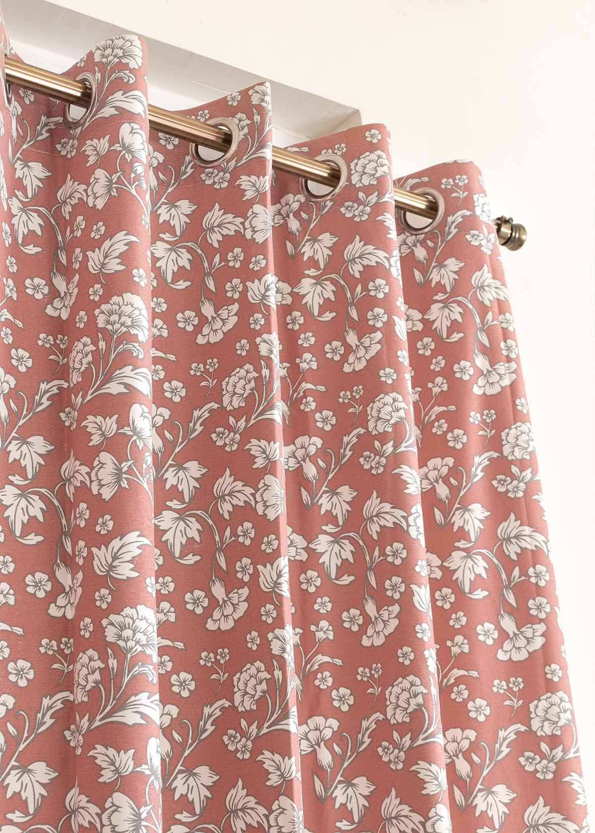 Marigold Printed Cotton curtain - Rust