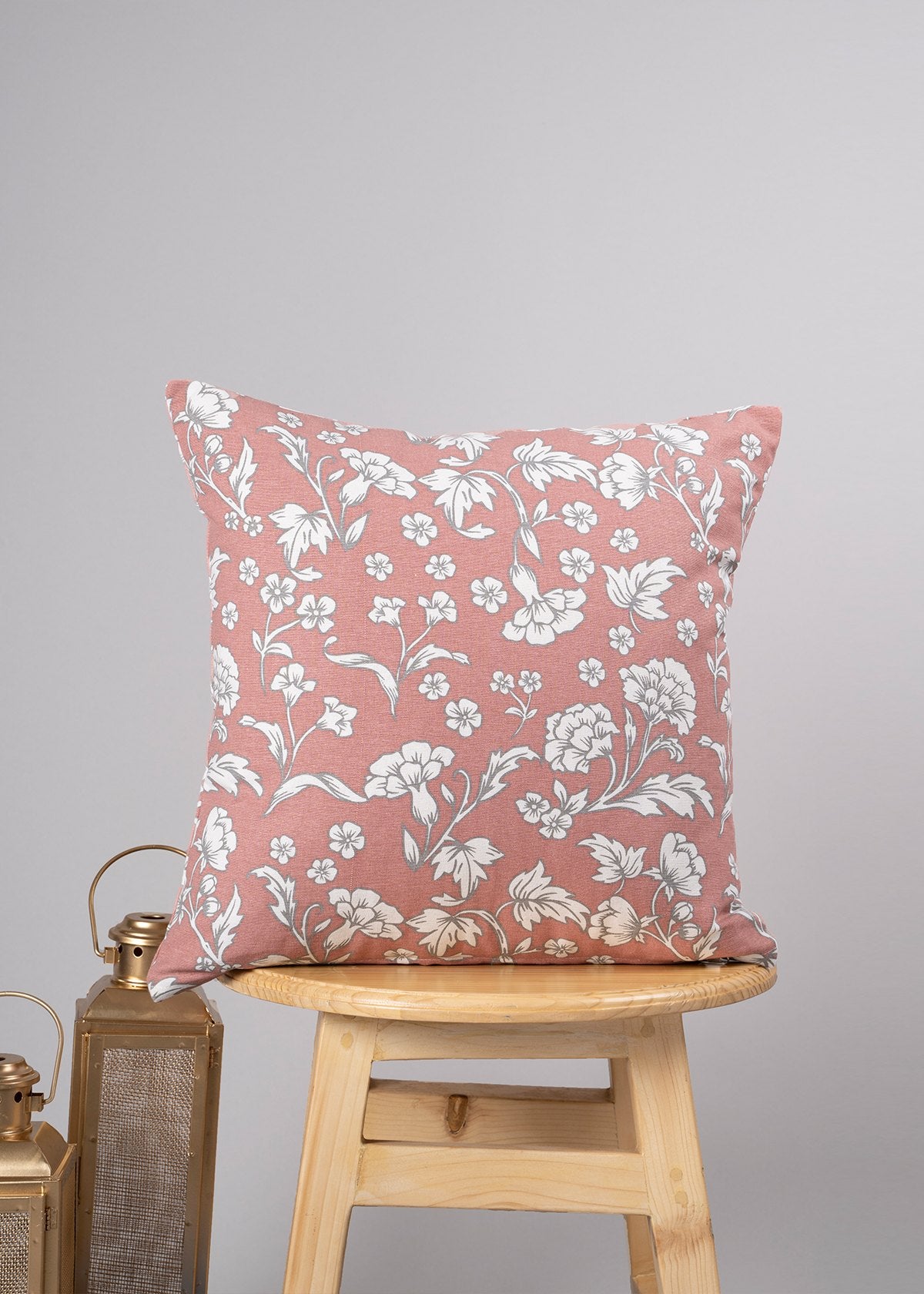 Marigold 100% cotton customisable floral cushion cover for sofa - Rust
