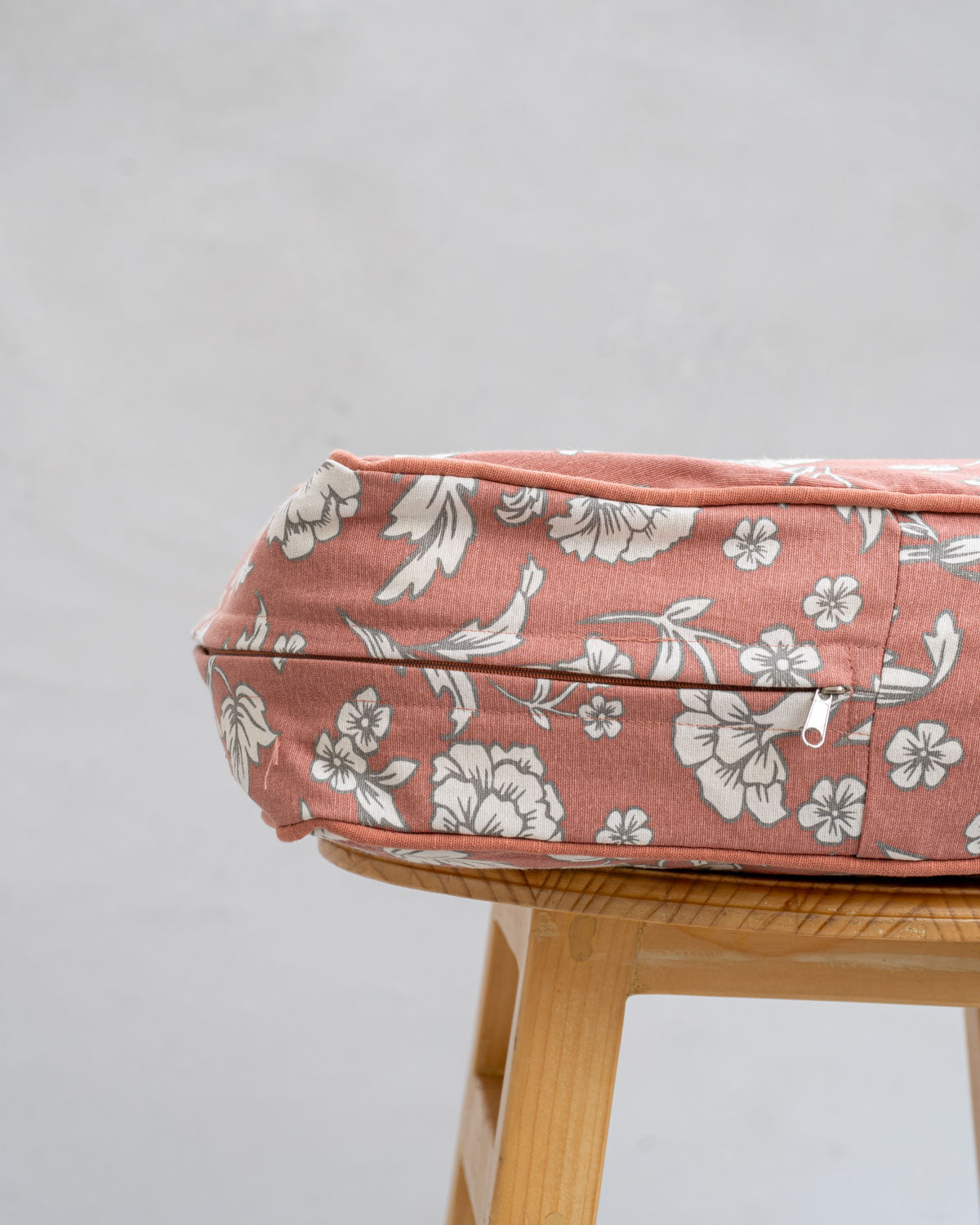Marigold Printed Cotton Square Floor Cushion Cover - Rust