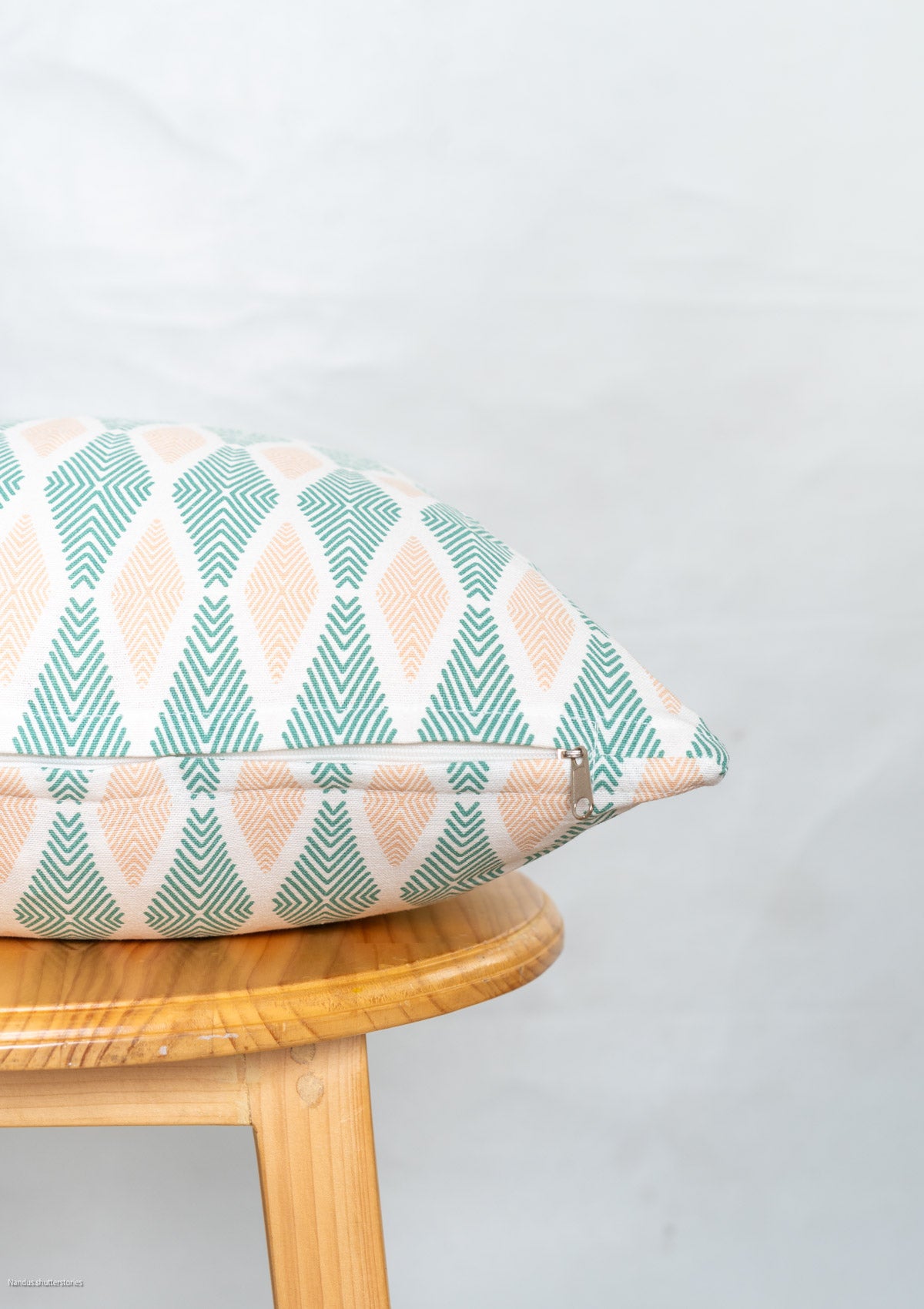 Maze 100% cotton customizable geometric cushion cover for sofa - Sage green