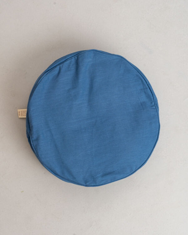 Solid Cotton Round Floor Cushion Cover - Royal Blue