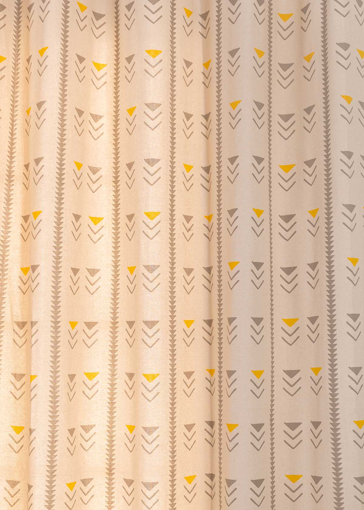 Mudline Printed Cotton Curtain - Mustard