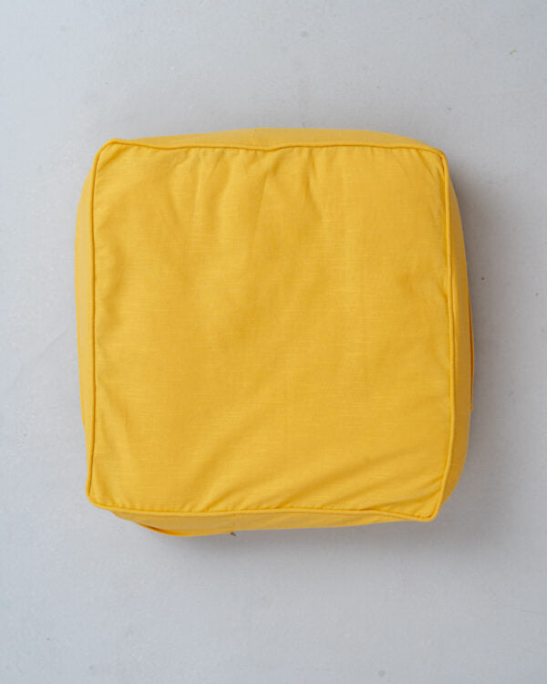 Solid Cotton Square Floor Cushion Cover - Mustard