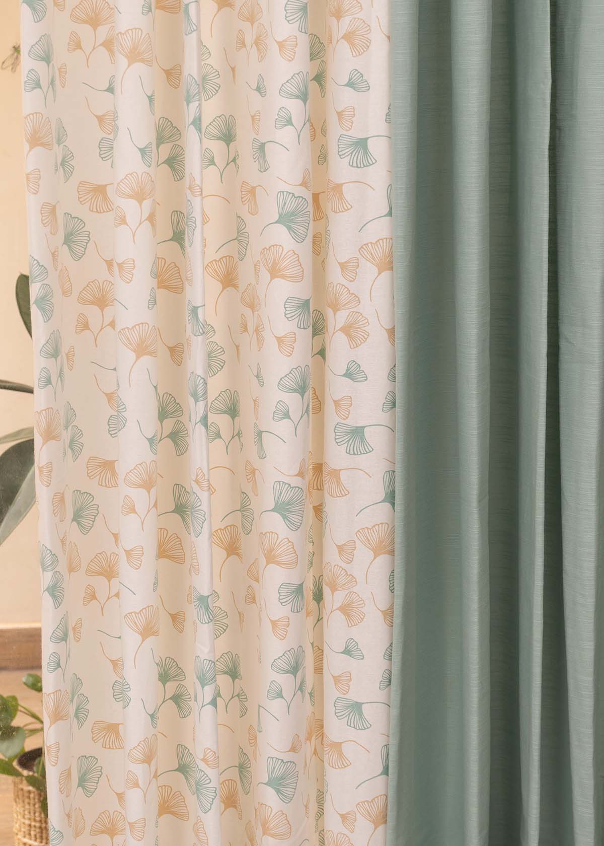 Nile Blue Solid,Gingko Nile Blue Set Of 4 Combo Cotton Curtain - Nile Blue