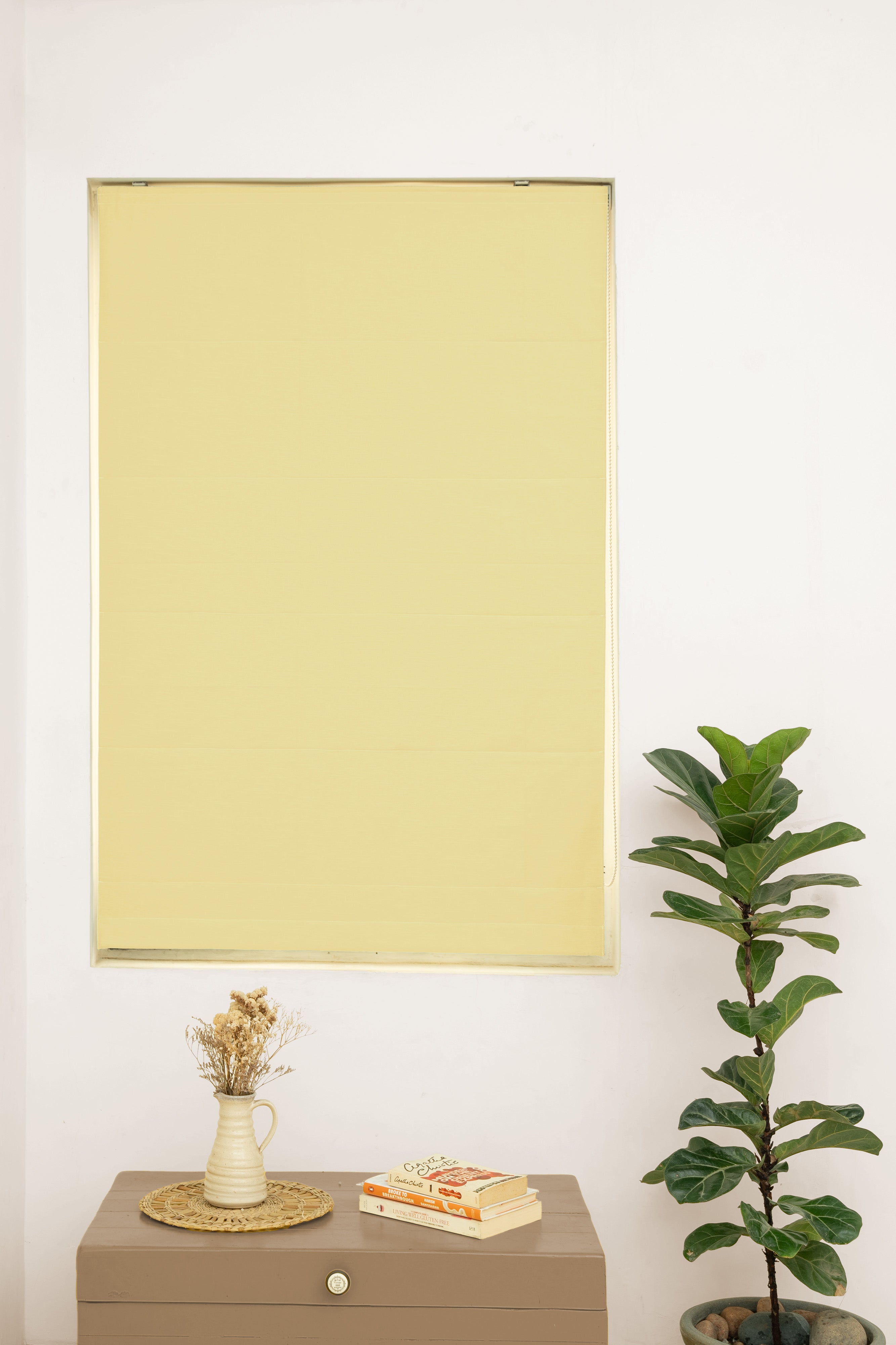 Pale Banana 100% Solid Cotton Sheer Customizable blind for livingroom & Bedrooms-Light Filtering