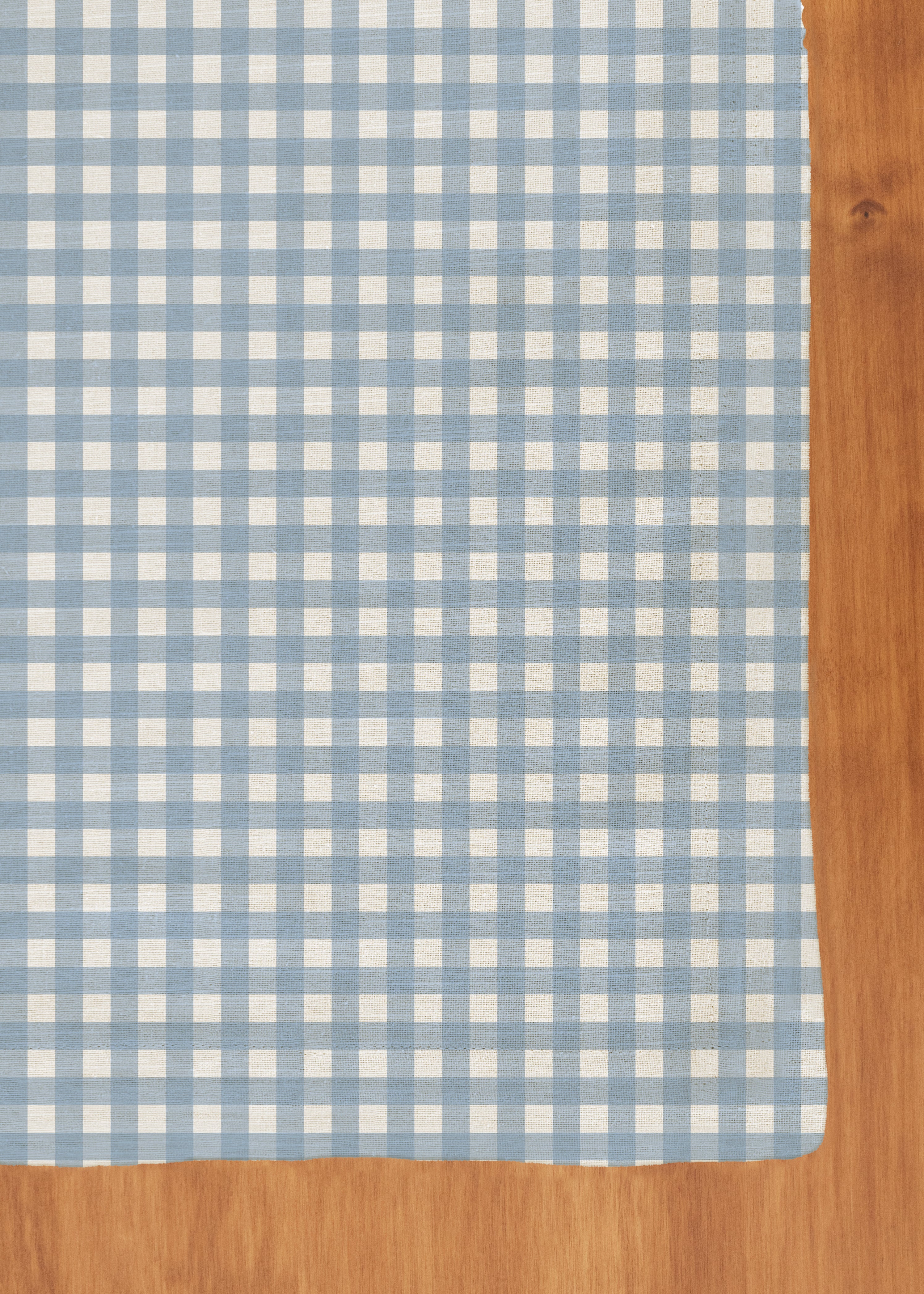 Gingham checks 100% cotton geometric table cloth for 4 seater or 6 seater dining - Powder Blue