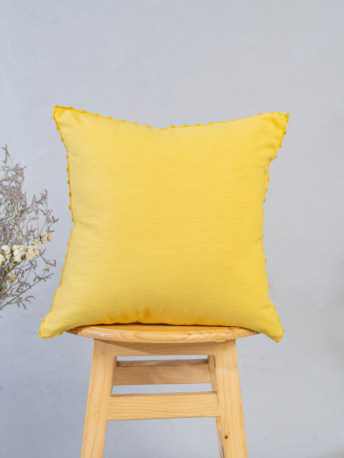 Solid 100% cotton customizable cushion cover for sofa - Primrose yellow