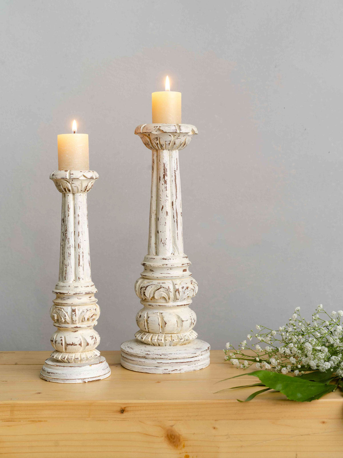 Retro Candle Holders - White