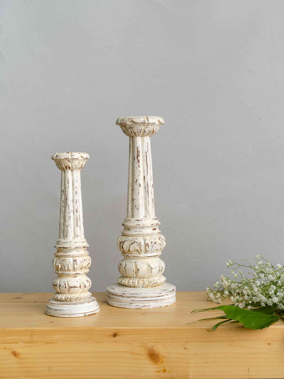 Retro Candle Holders - White