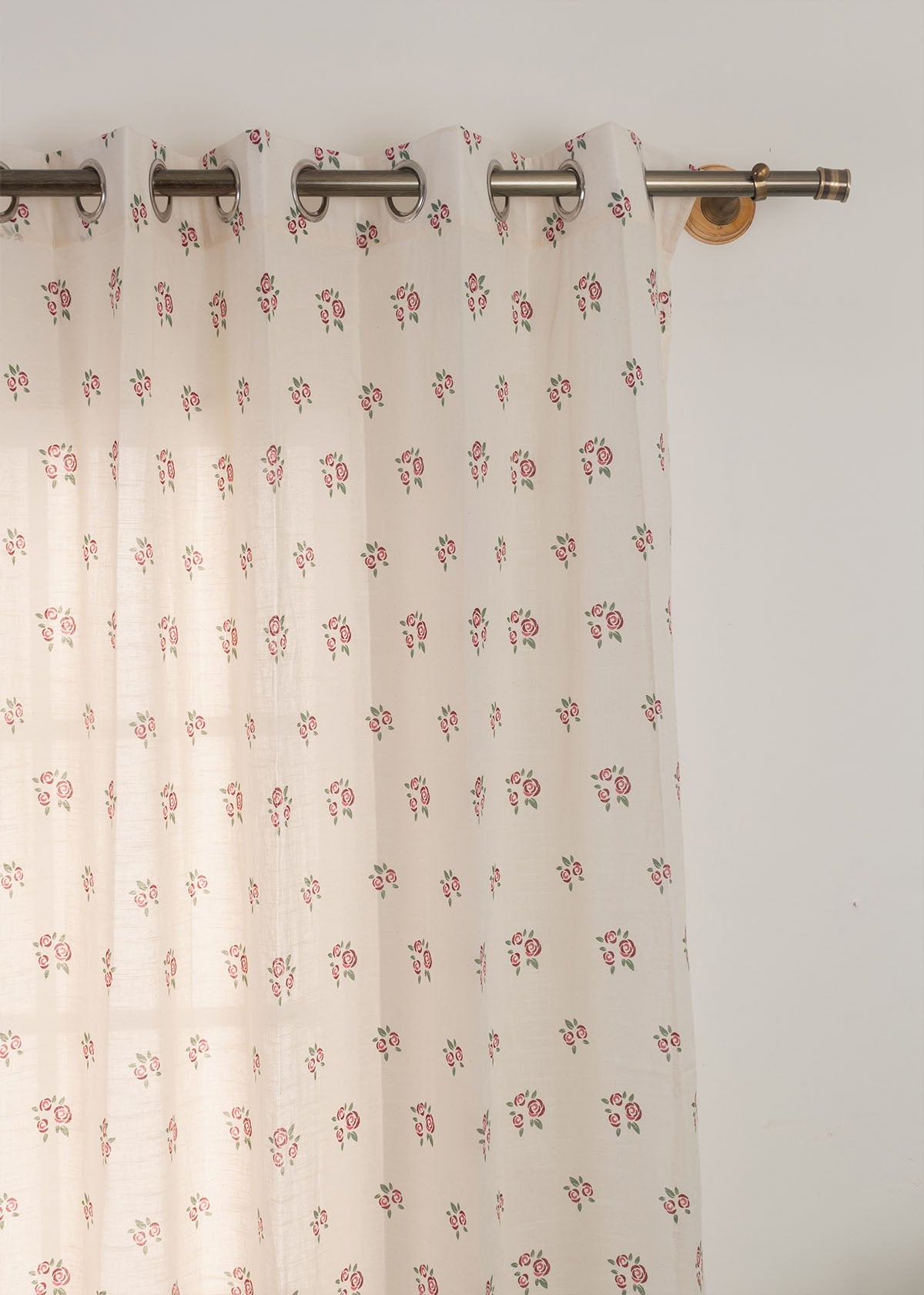 Rose Garden Printed Sheer Curtain - Wine Red