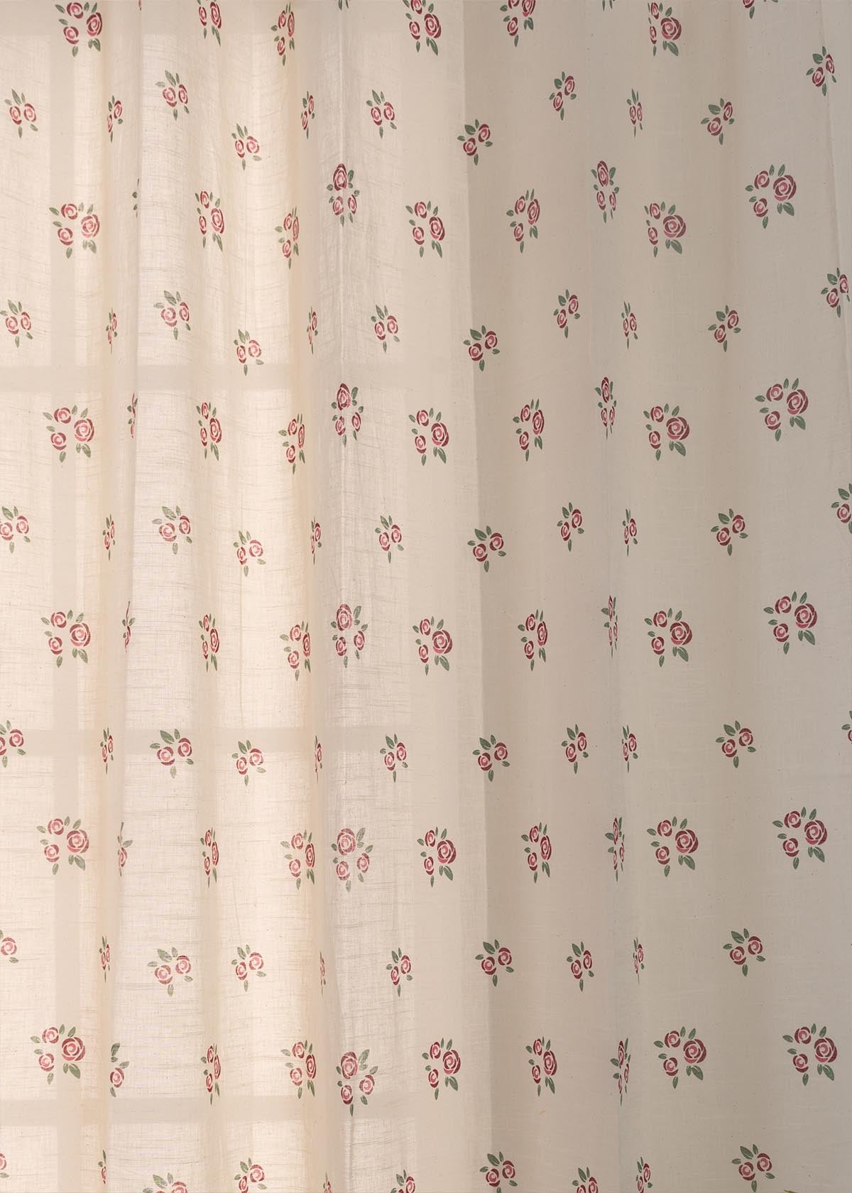 Rose Garden Printed Sheer Curtain - Wine Red