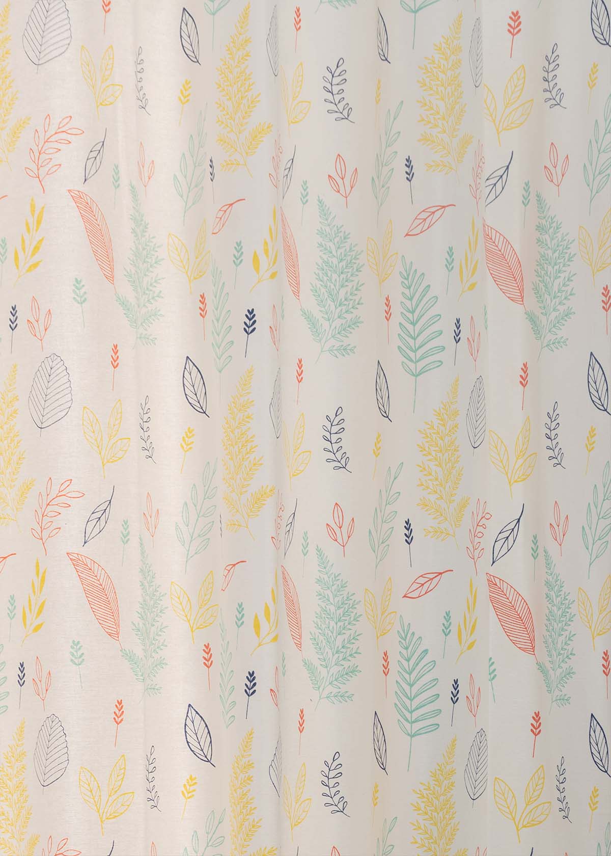 Rustling Leaves Printed Cotton Curtain - Multicolor