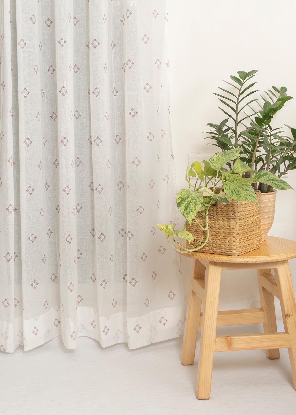 Sacred Waters Printed Sheer Curtain - Blue