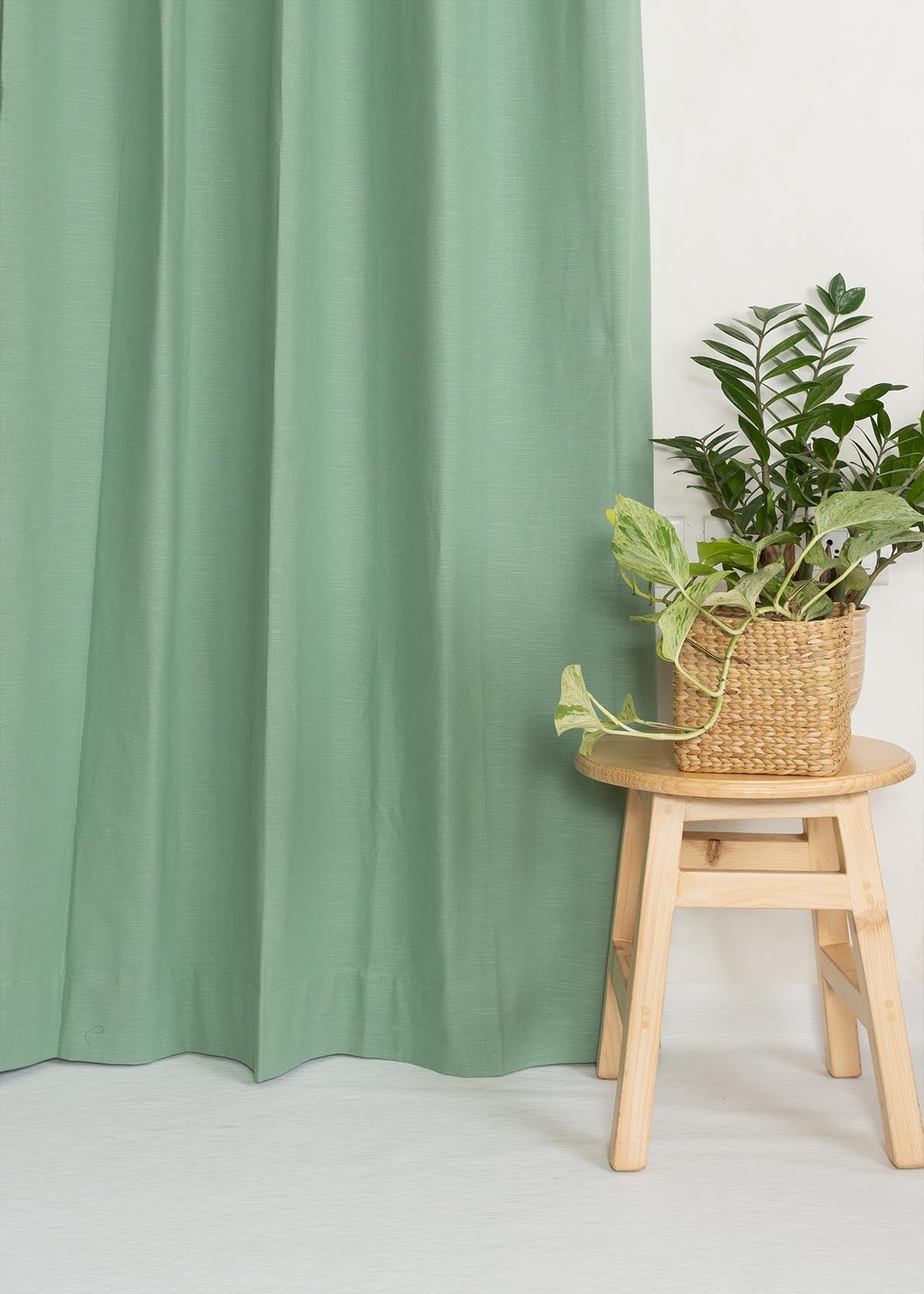 Solid Cotton Curtain - Sage Green - Single