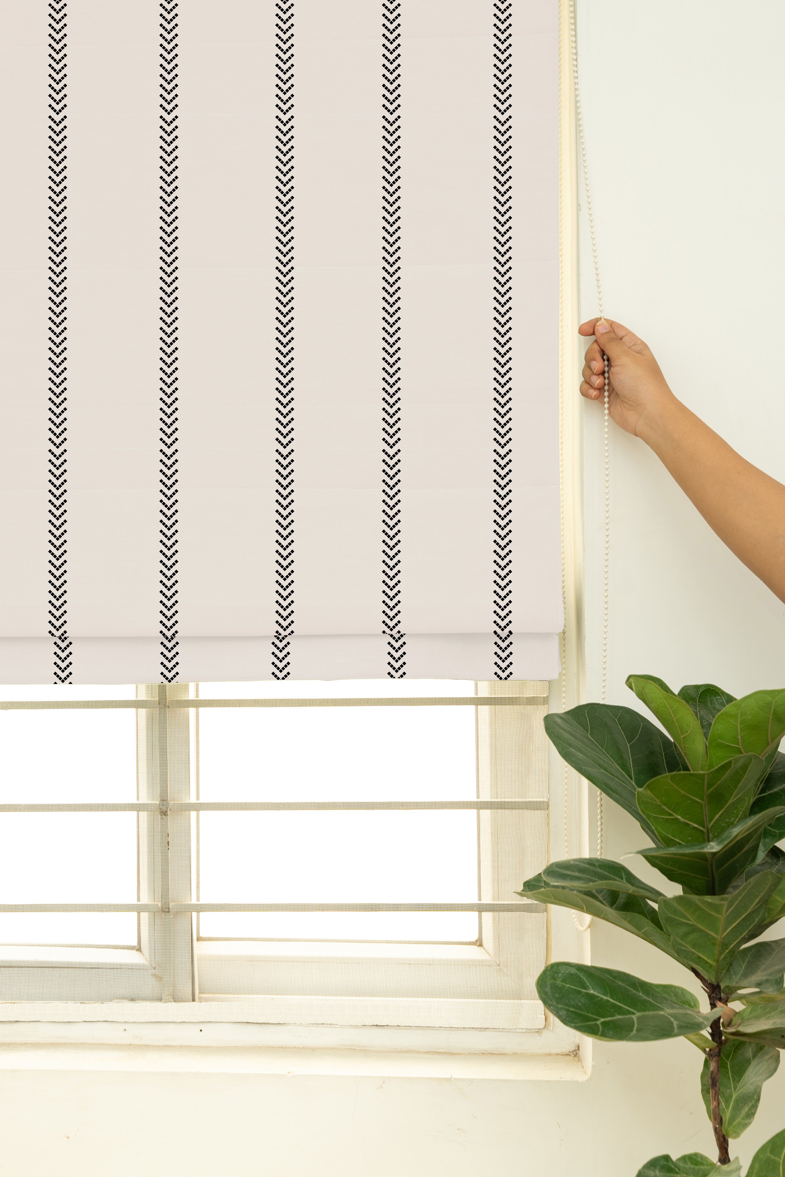 Spear 100% Cotton Sheer Printed Customizable blind for livingroom & Bedrooms-Light Filtering