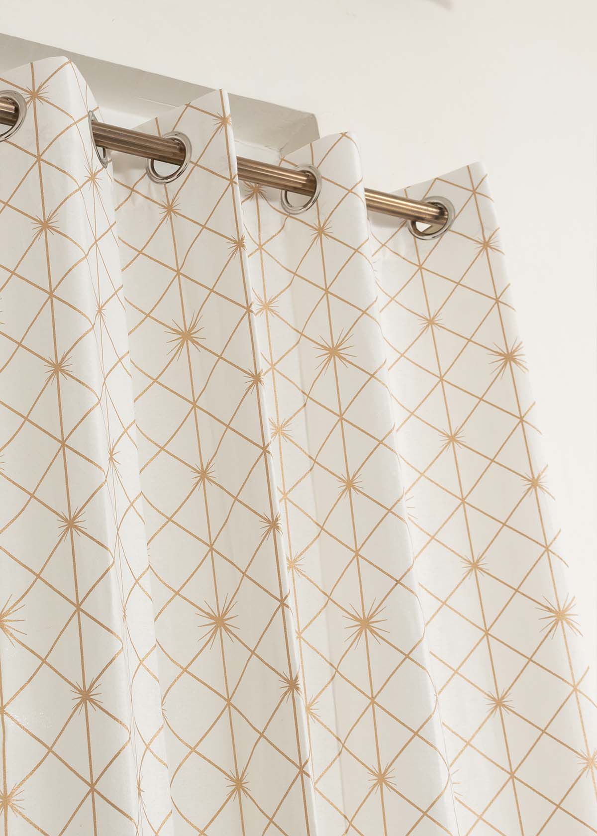 Stardust Printed Cotton Curtain - Gold