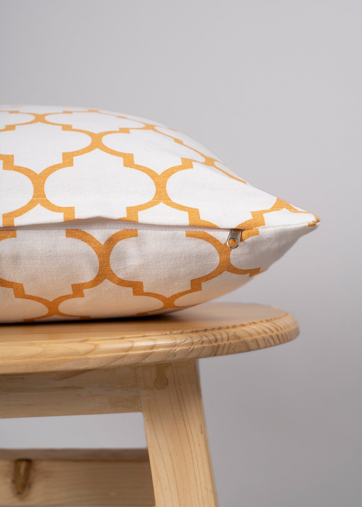 Trellis 100% cotton customizable geometric cushion cover for sofa - Mustard